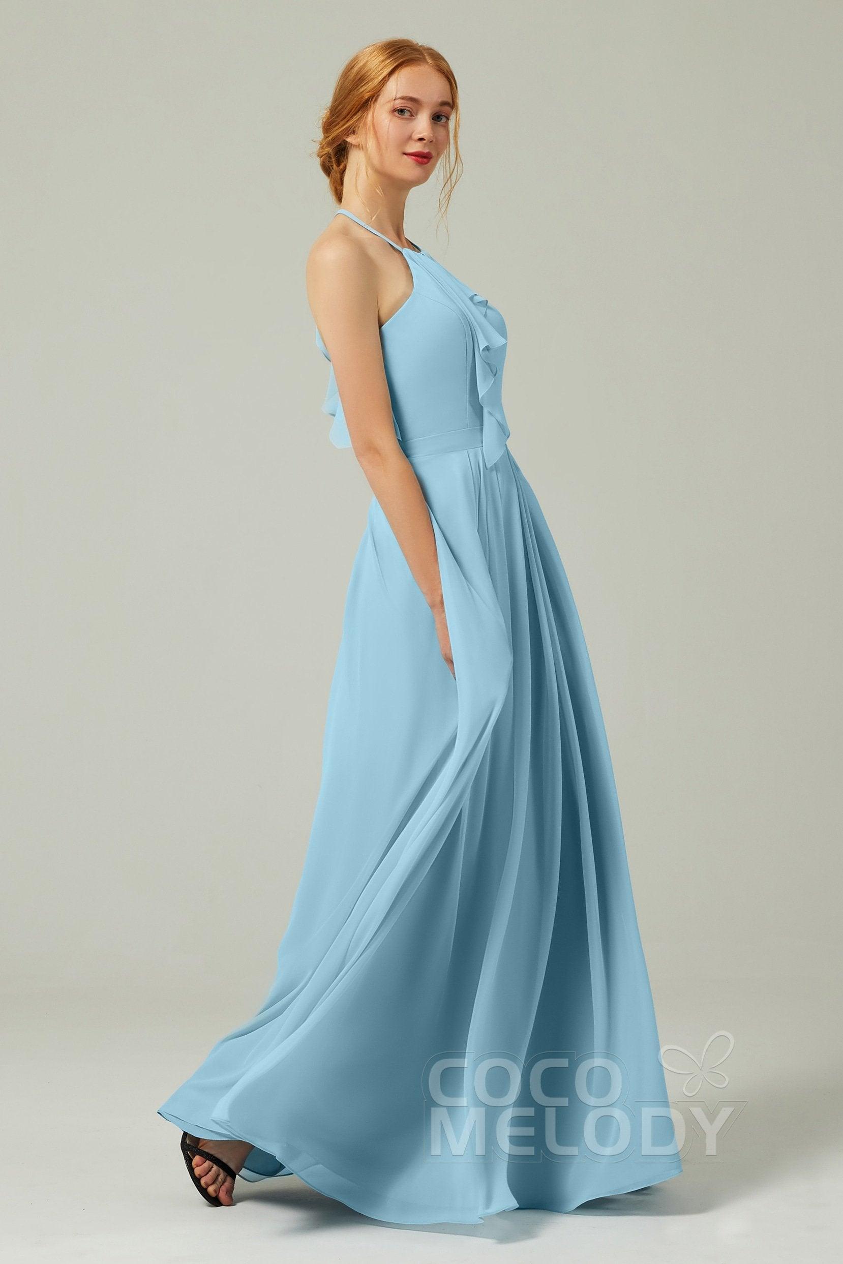 A-Line Floor Length Chiffon Bridesmaid Dress CB0328 - COCOMELODY