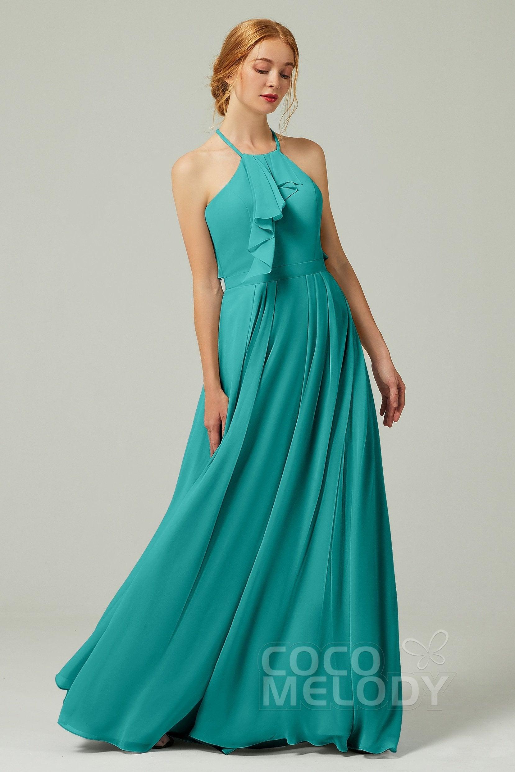 A-Line Floor Length Chiffon Bridesmaid Dress CB0328 - COCOMELODY