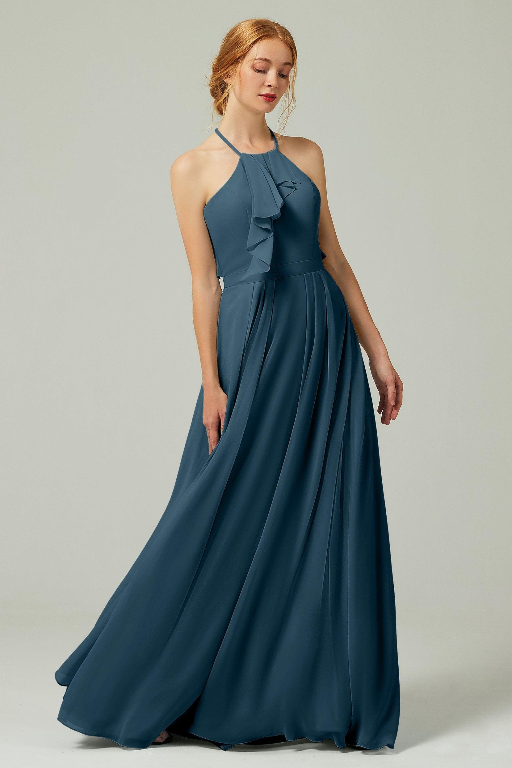 A-Line Floor Length Chiffon Bridesmaid Dress CB0328 - COCOMELODY