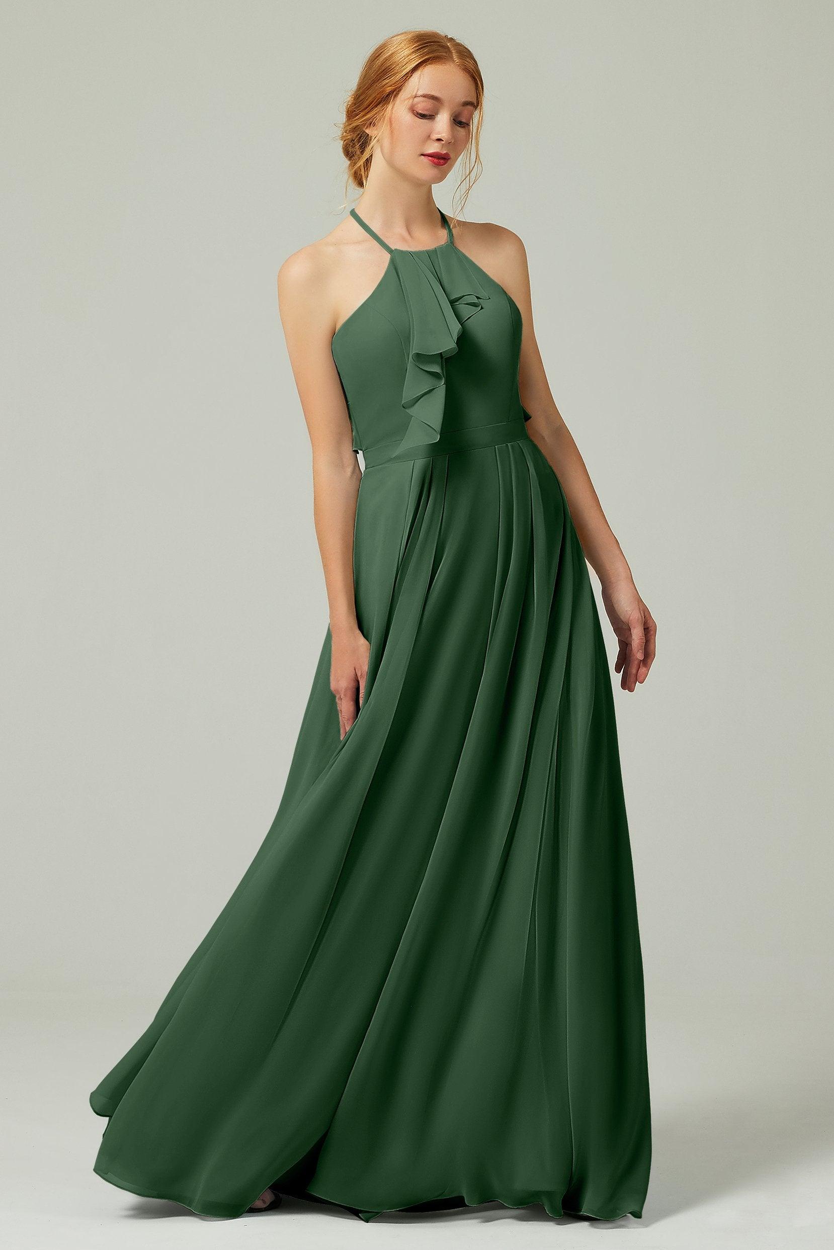 A-Line Floor Length Chiffon Bridesmaid Dress CB0328 - COCOMELODY