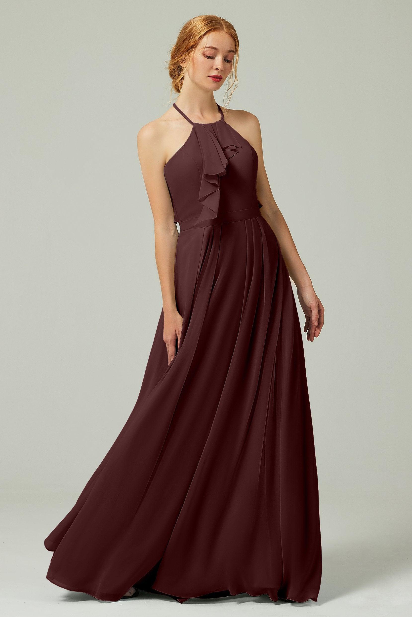 A-Line Floor Length Chiffon Bridesmaid Dress CB0328 - COCOMELODY
