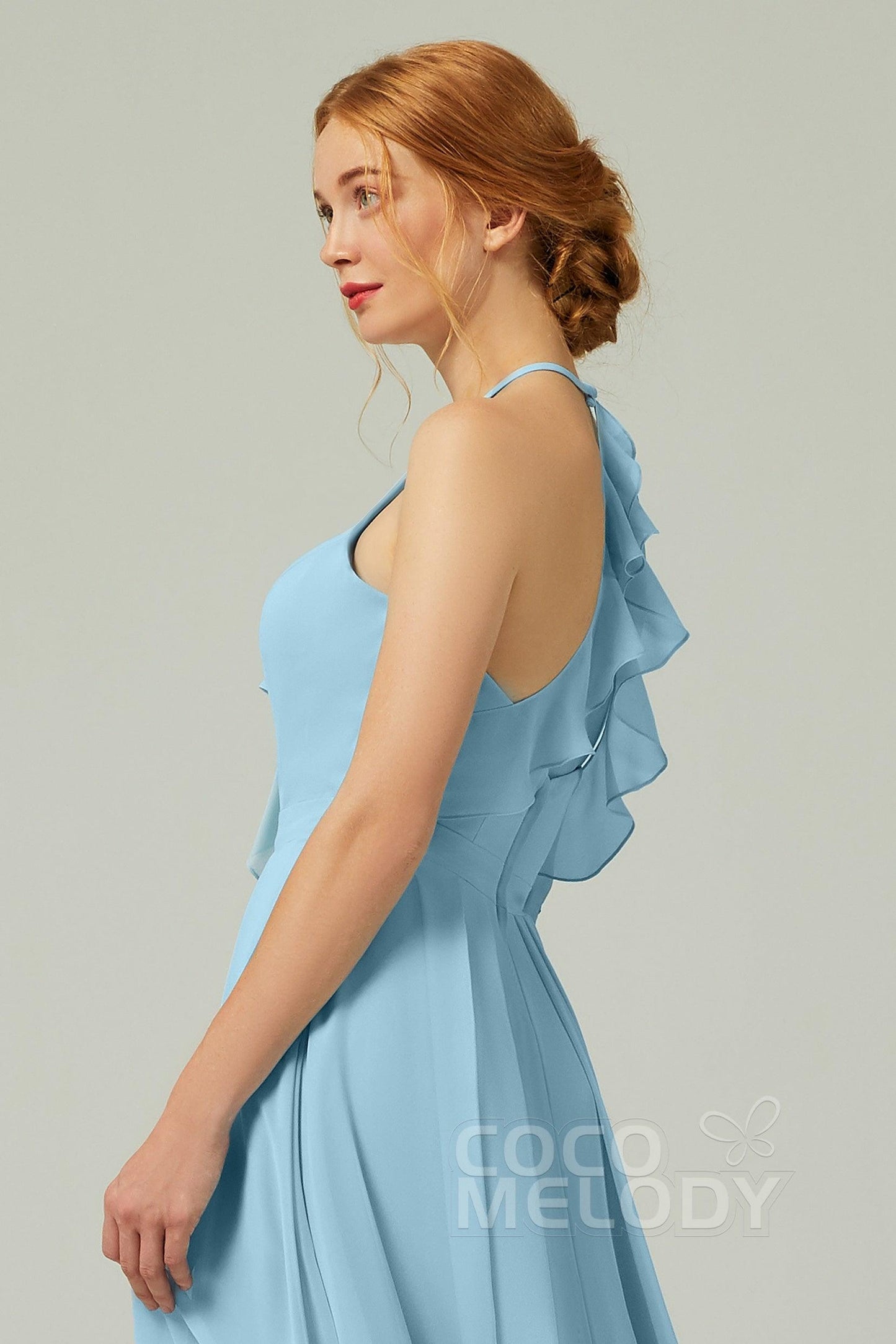 A-Line Floor Length Chiffon Bridesmaid Dress CB0328 - COCOMELODY