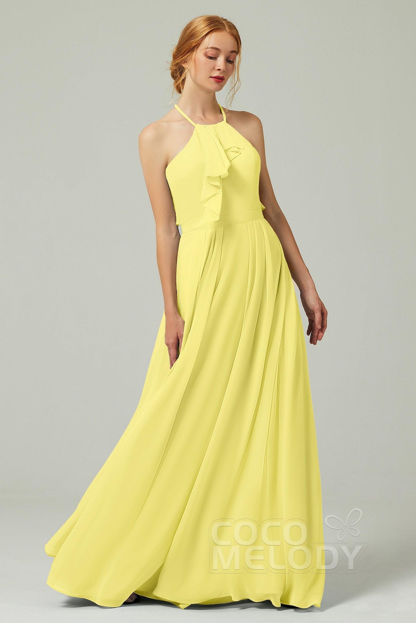 A-Line Floor Length Chiffon Bridesmaid Dress CB0328 - COCOMELODY