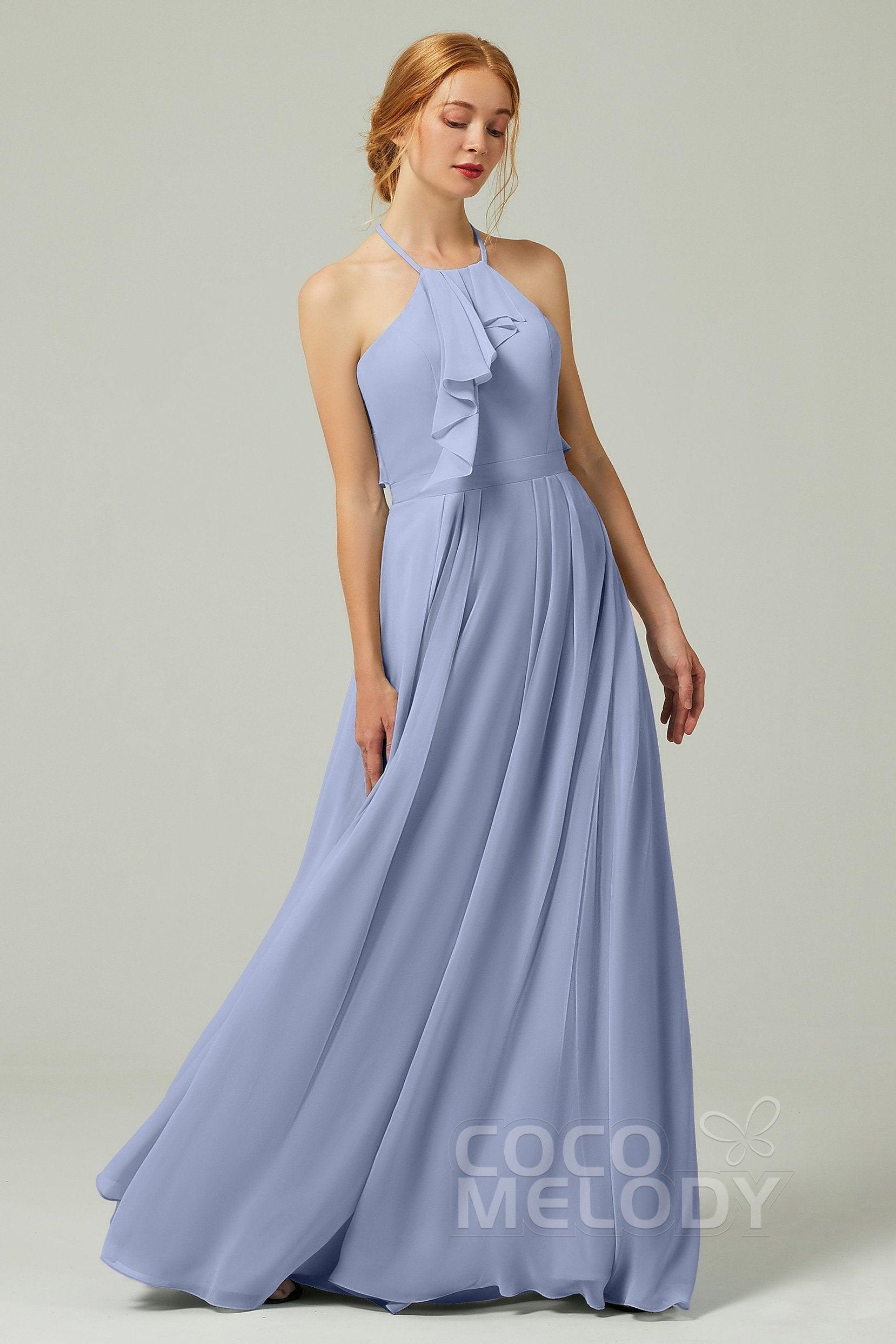 A-Line Floor Length Chiffon Bridesmaid Dress CB0328 - COCOMELODY
