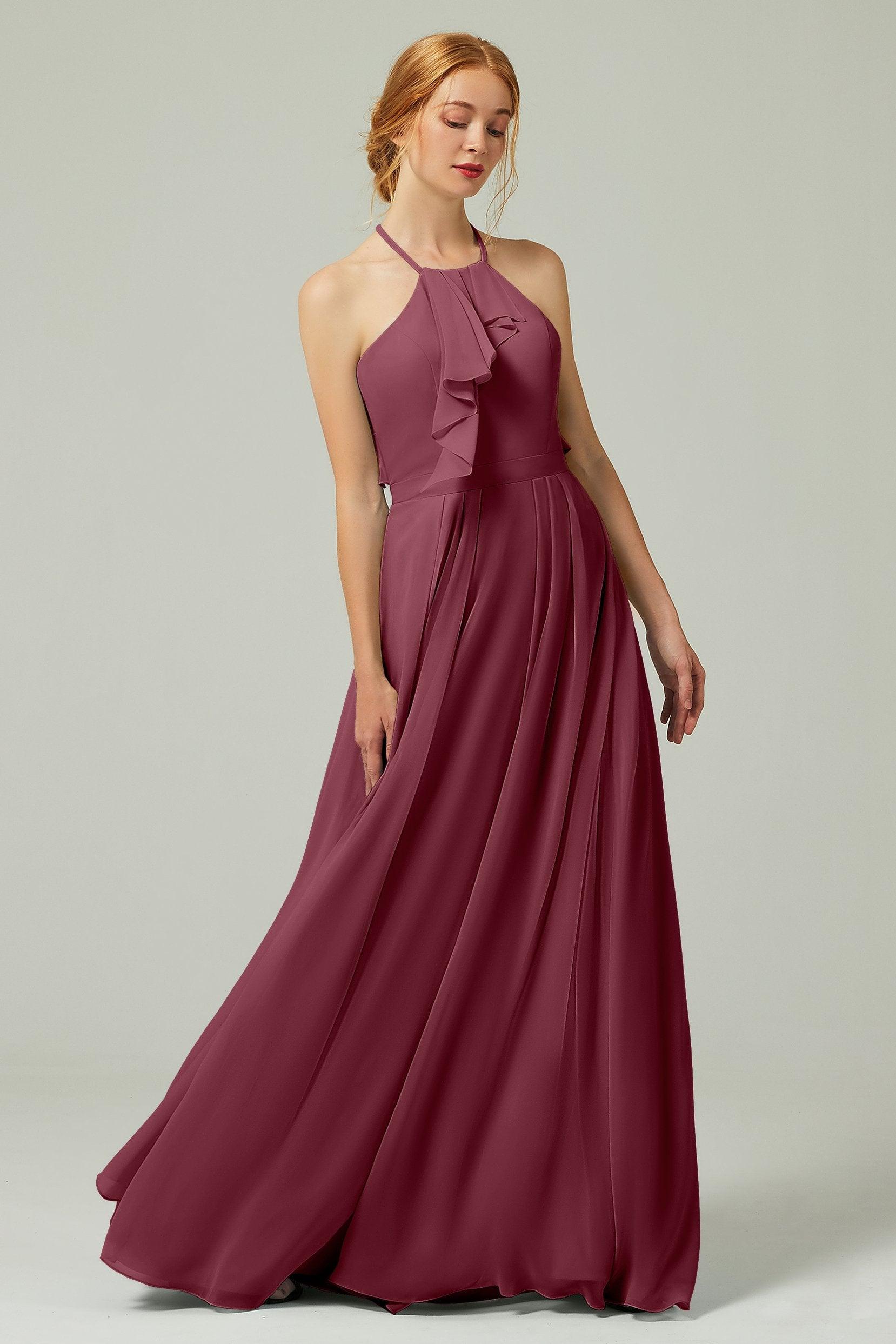 A-Line Floor Length Chiffon Bridesmaid Dress CB0328 - COCOMELODY