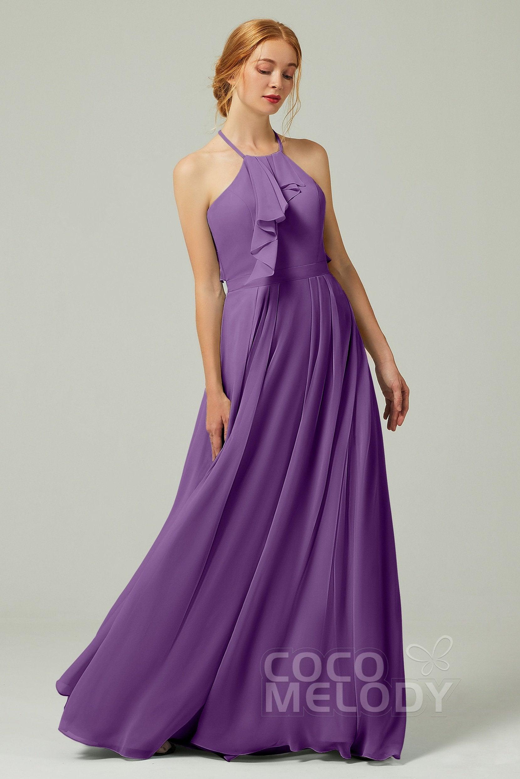 A-Line Floor Length Chiffon Bridesmaid Dress CB0328 - COCOMELODY