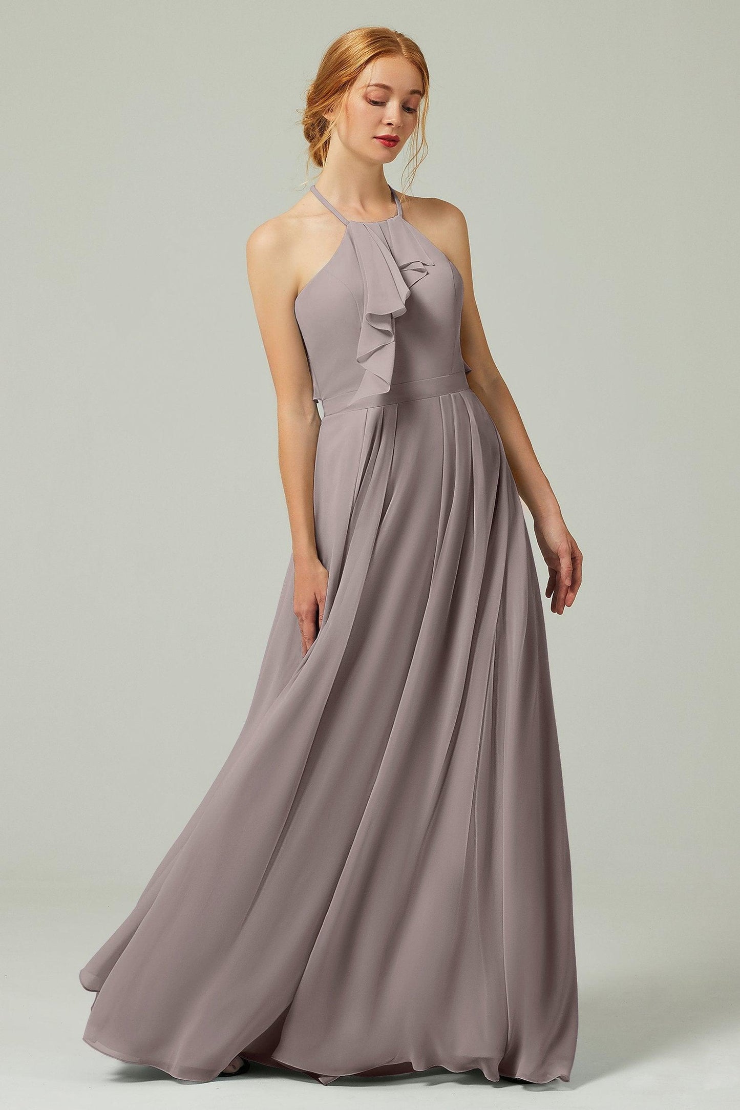 A-Line Floor Length Chiffon Bridesmaid Dress CB0328 - COCOMELODY