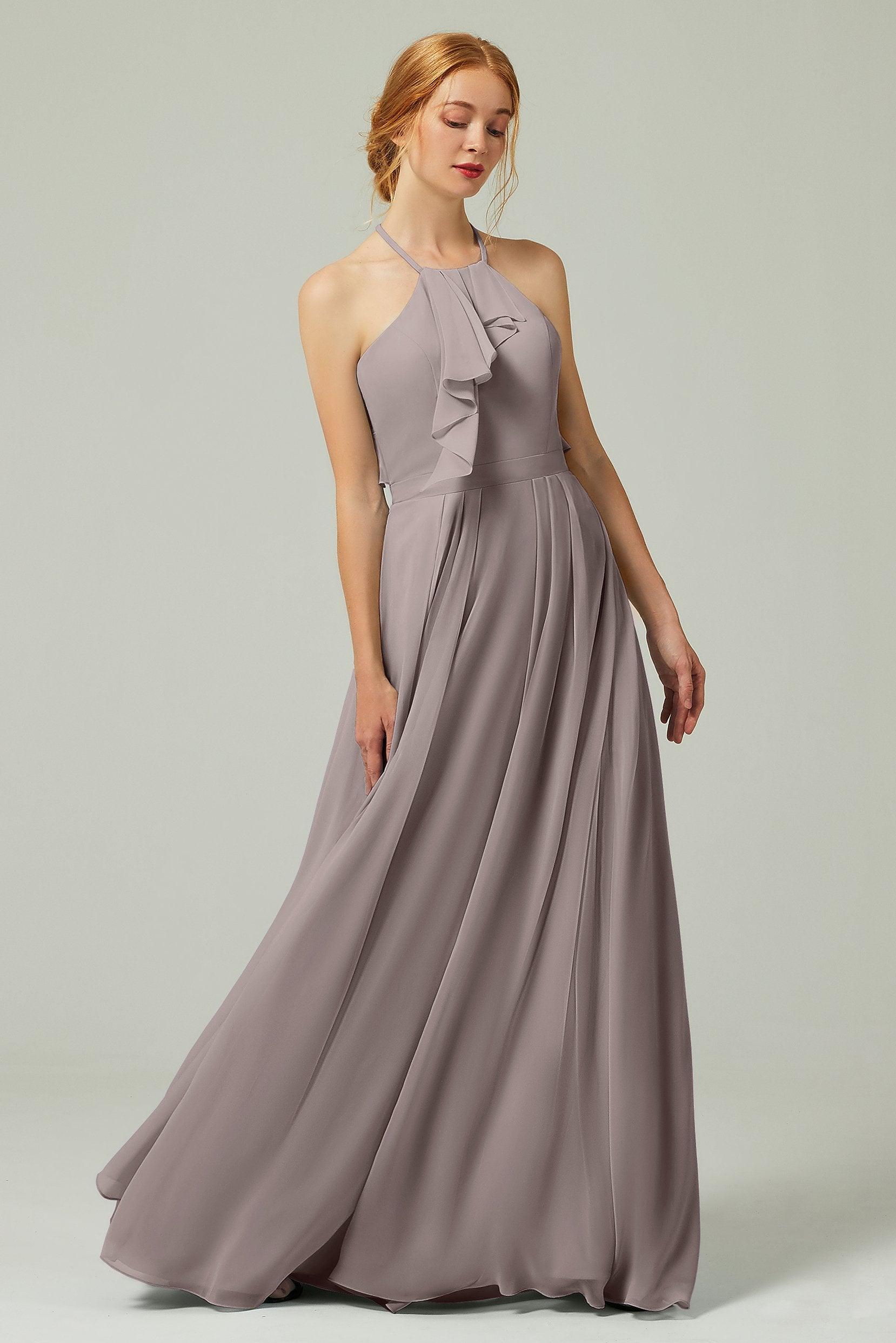 A-Line Floor Length Chiffon Bridesmaid Dress CB0328 - COCOMELODY