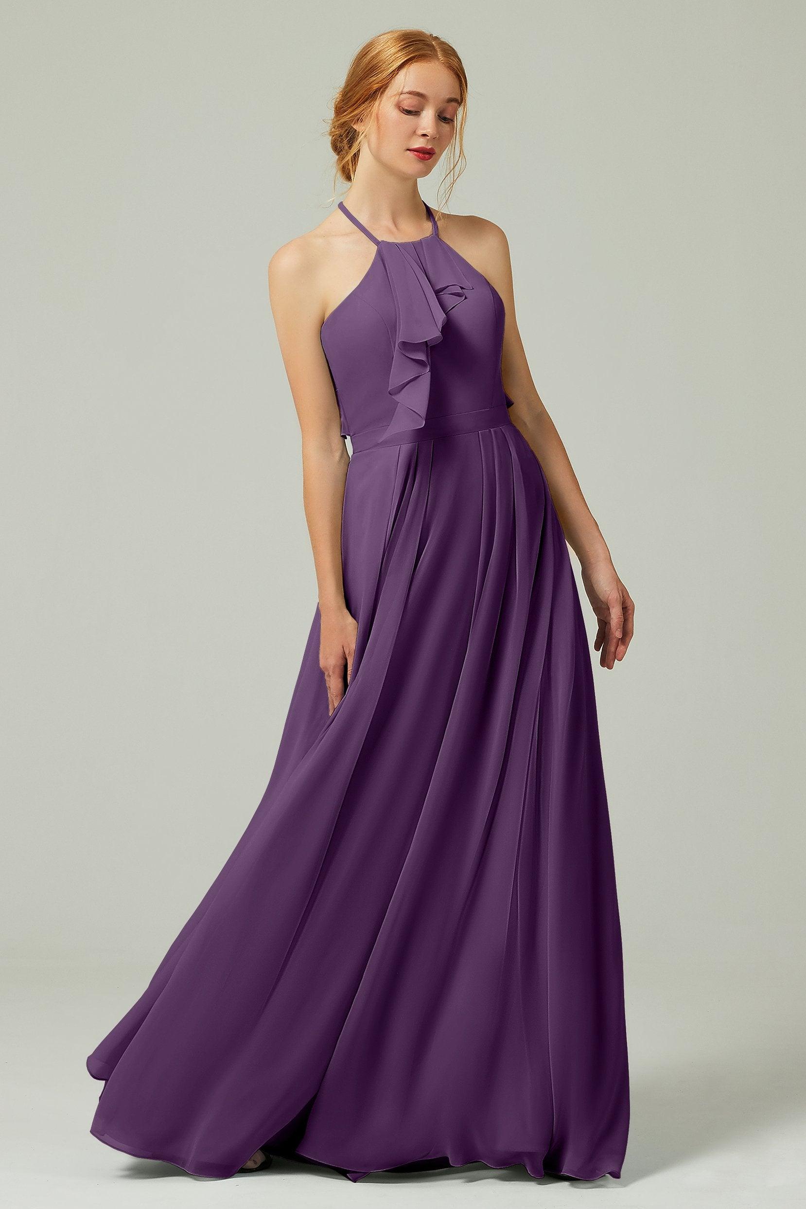 A-Line Floor Length Chiffon Bridesmaid Dress CB0328 - COCOMELODY