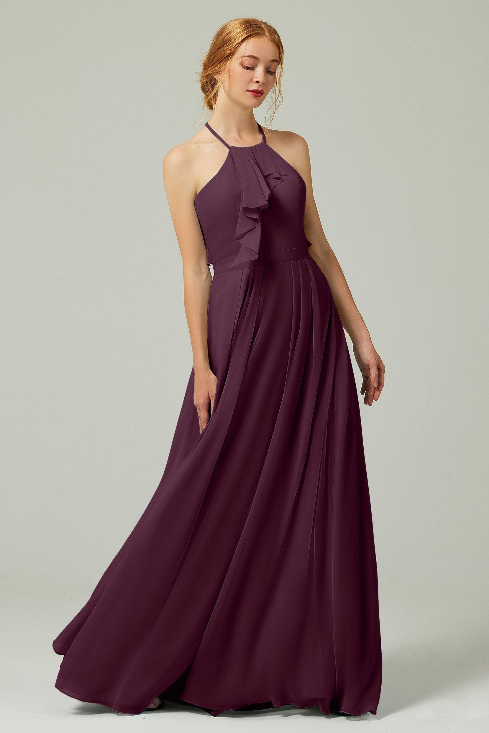 A-Line Floor Length Chiffon Bridesmaid Dress CB0328 - COCOMELODY