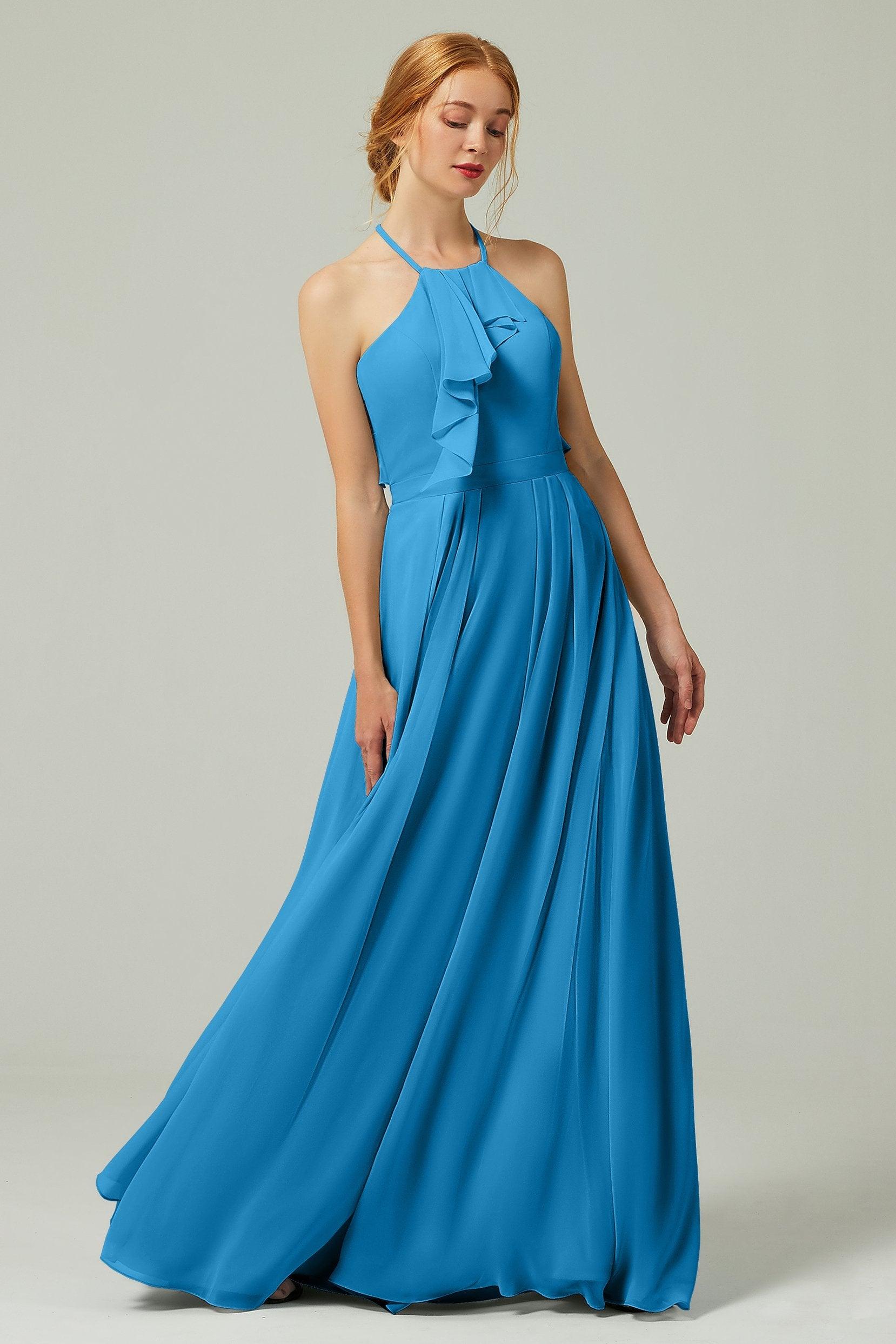 A-Line Floor Length Chiffon Bridesmaid Dress CB0328 - COCOMELODY