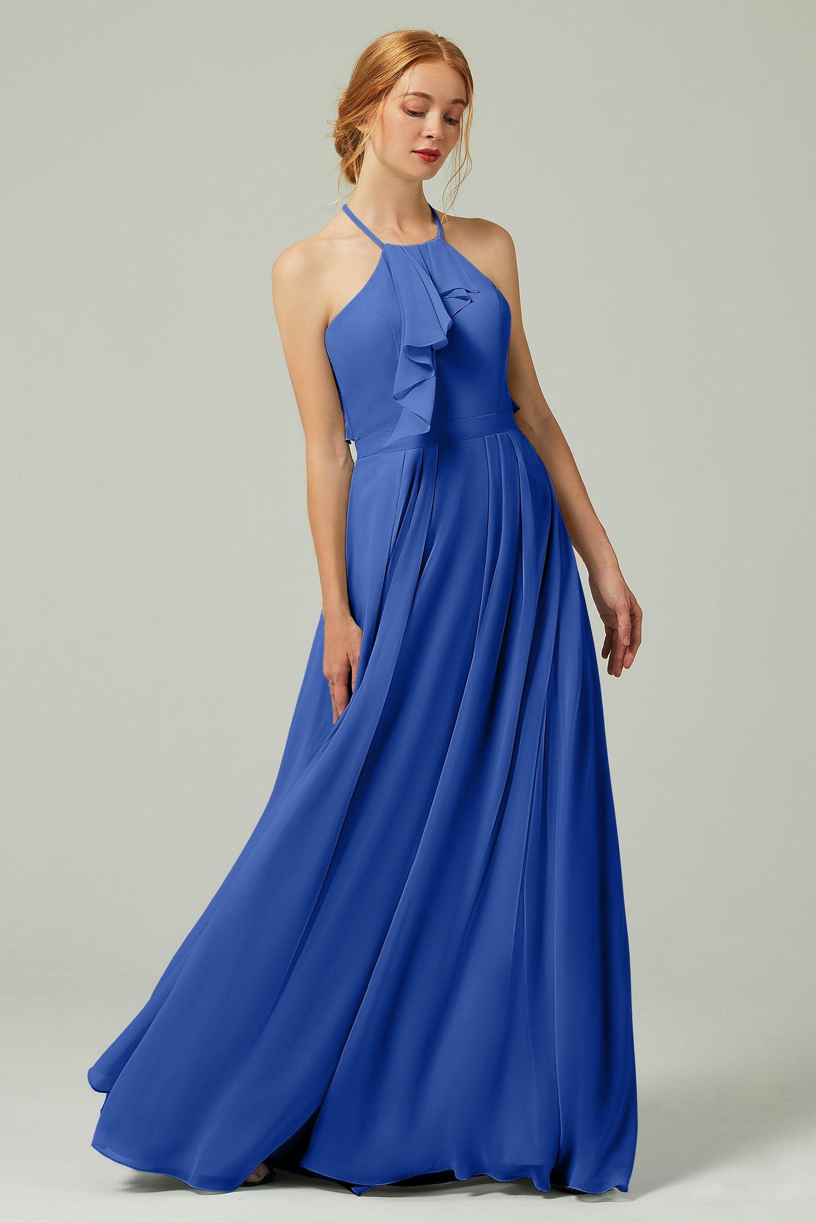 A-Line Floor Length Chiffon Bridesmaid Dress CB0328 - COCOMELODY