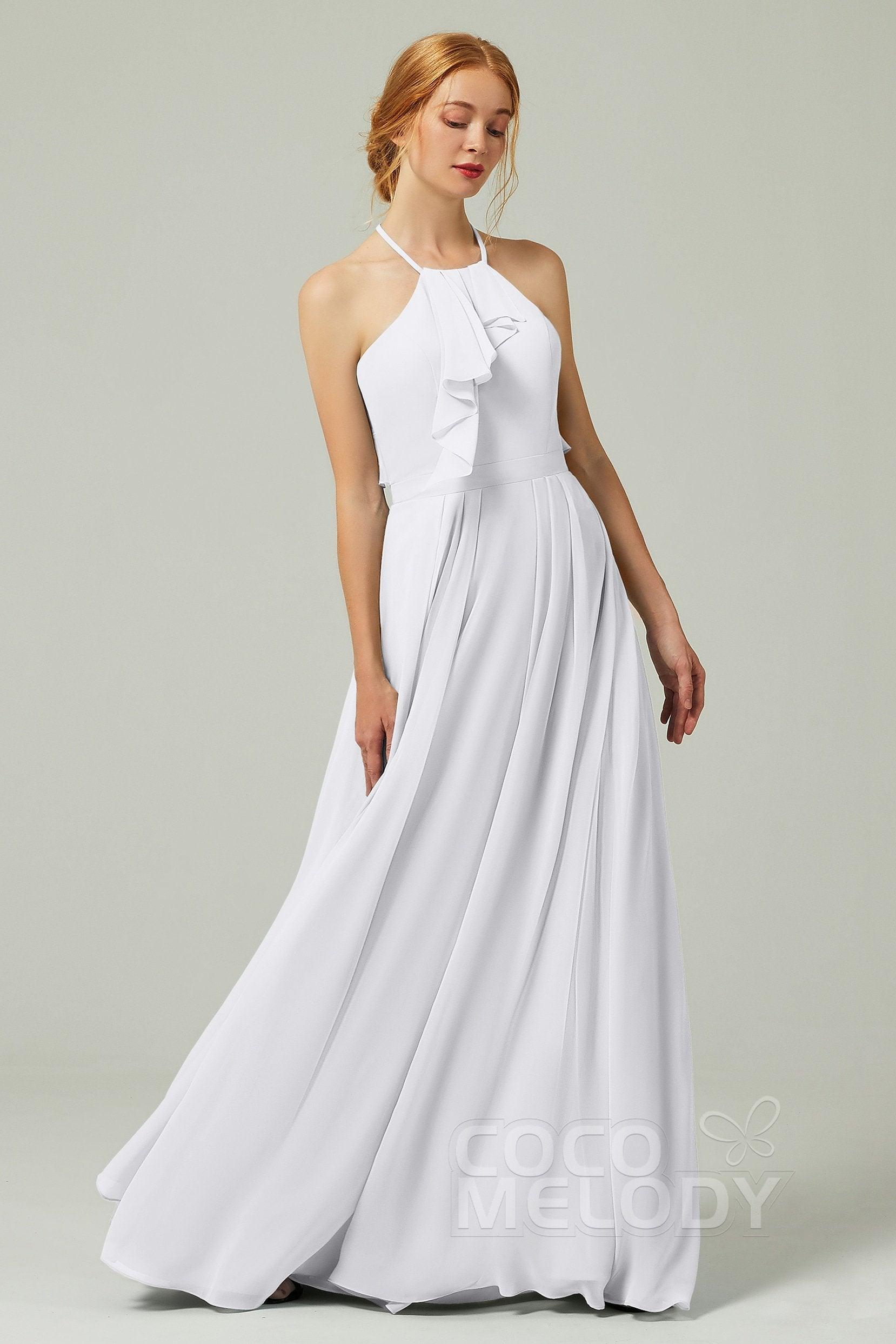 A-Line Floor Length Chiffon Bridesmaid Dress CB0328 - COCOMELODY