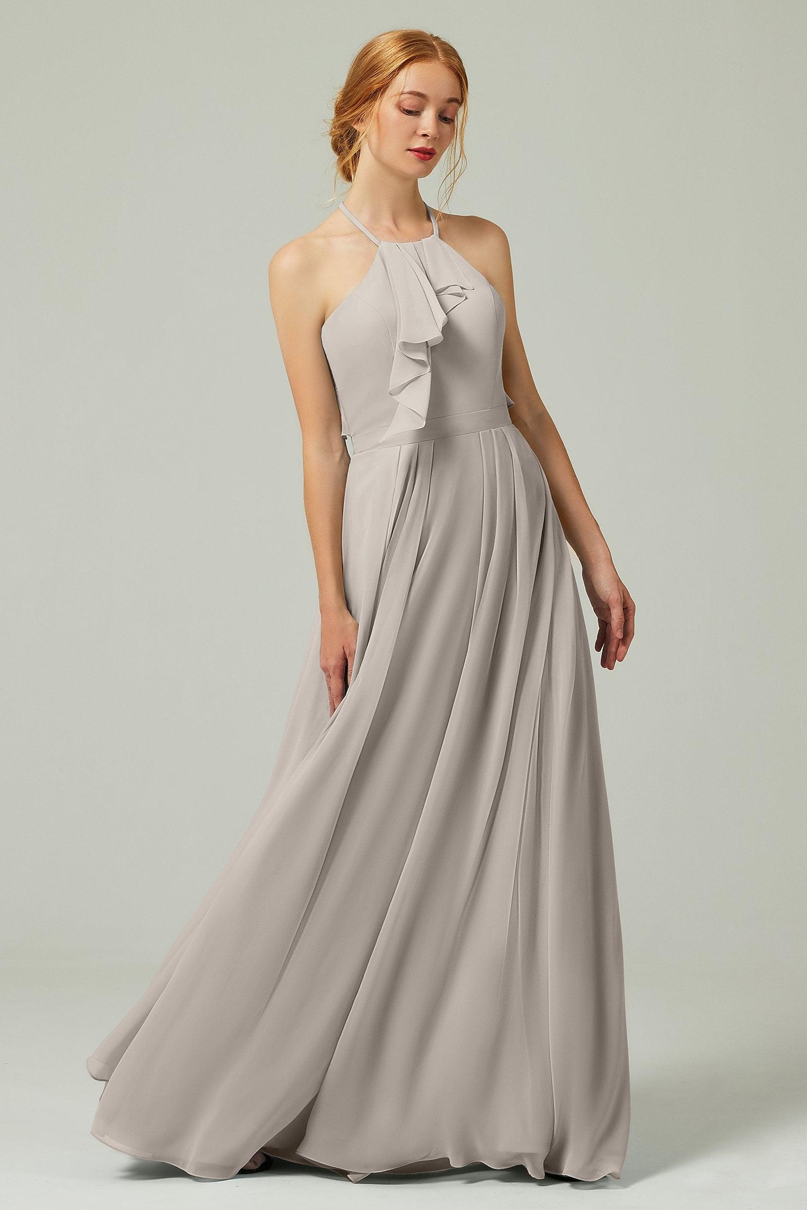 A-Line Floor Length Chiffon Bridesmaid Dress CB0328 - COCOMELODY