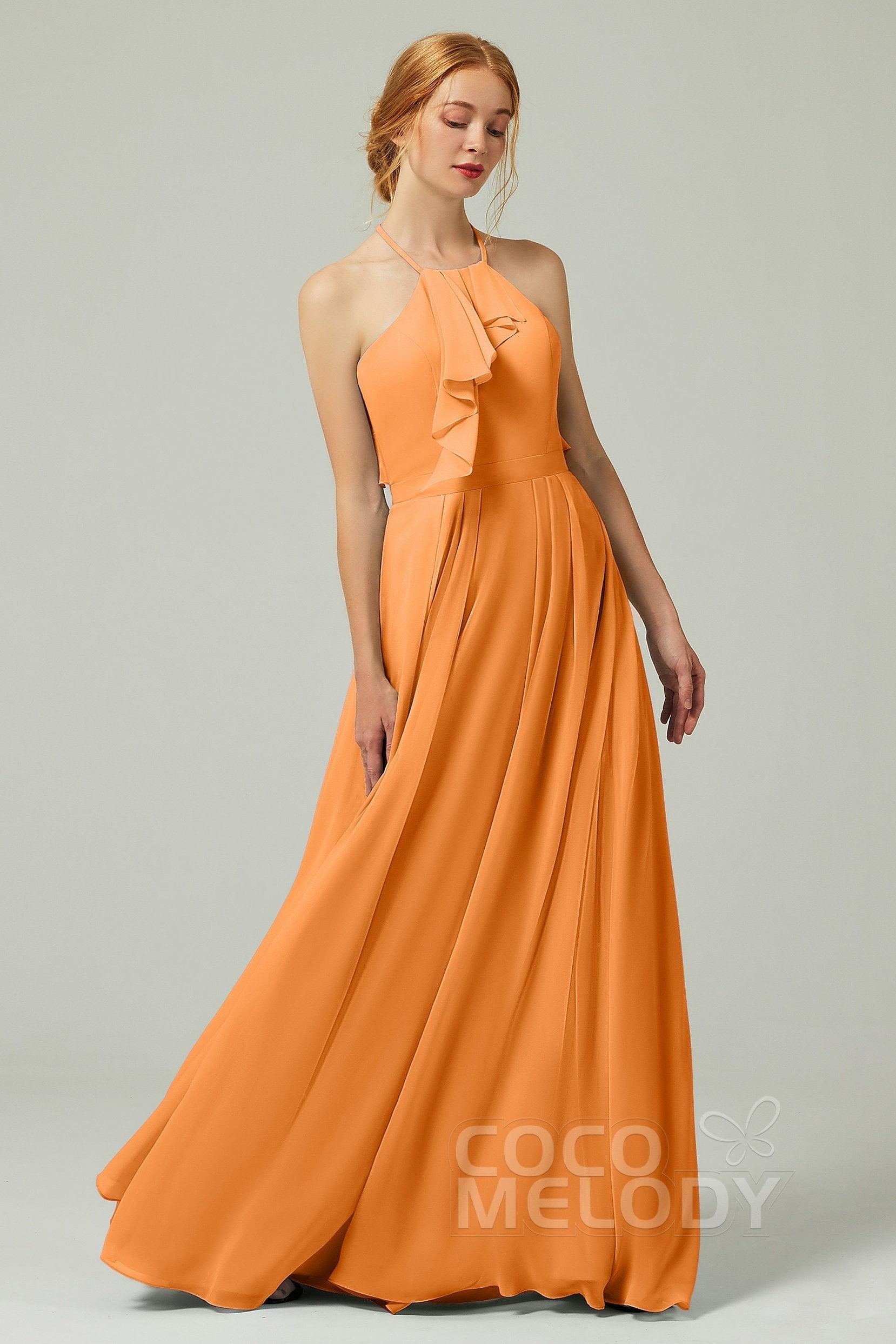 A-Line Floor Length Chiffon Bridesmaid Dress CB0328 - COCOMELODY