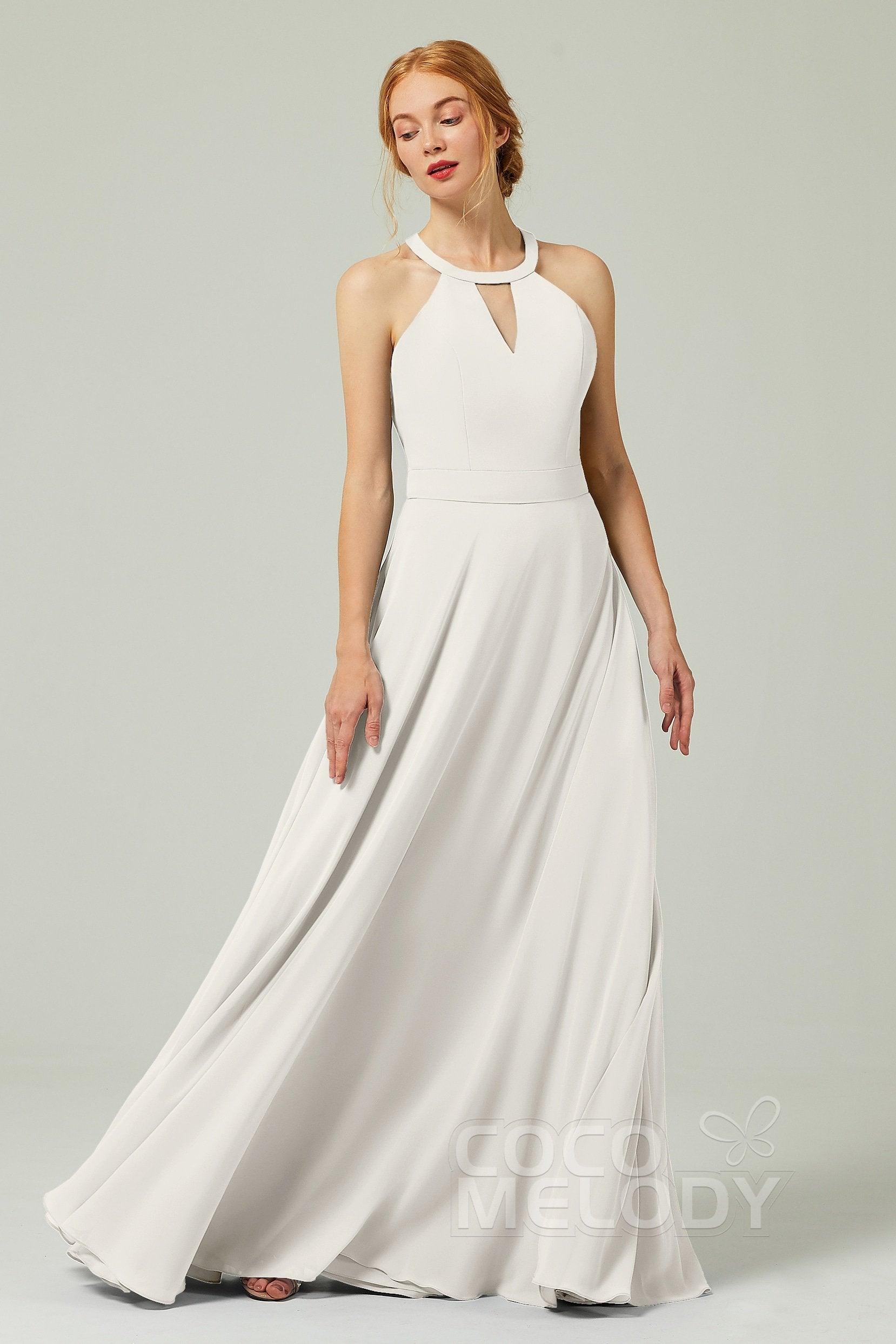 A-Line Floor Length Chiffon Bridesmaid Dress CB0329 - COCOMELODY