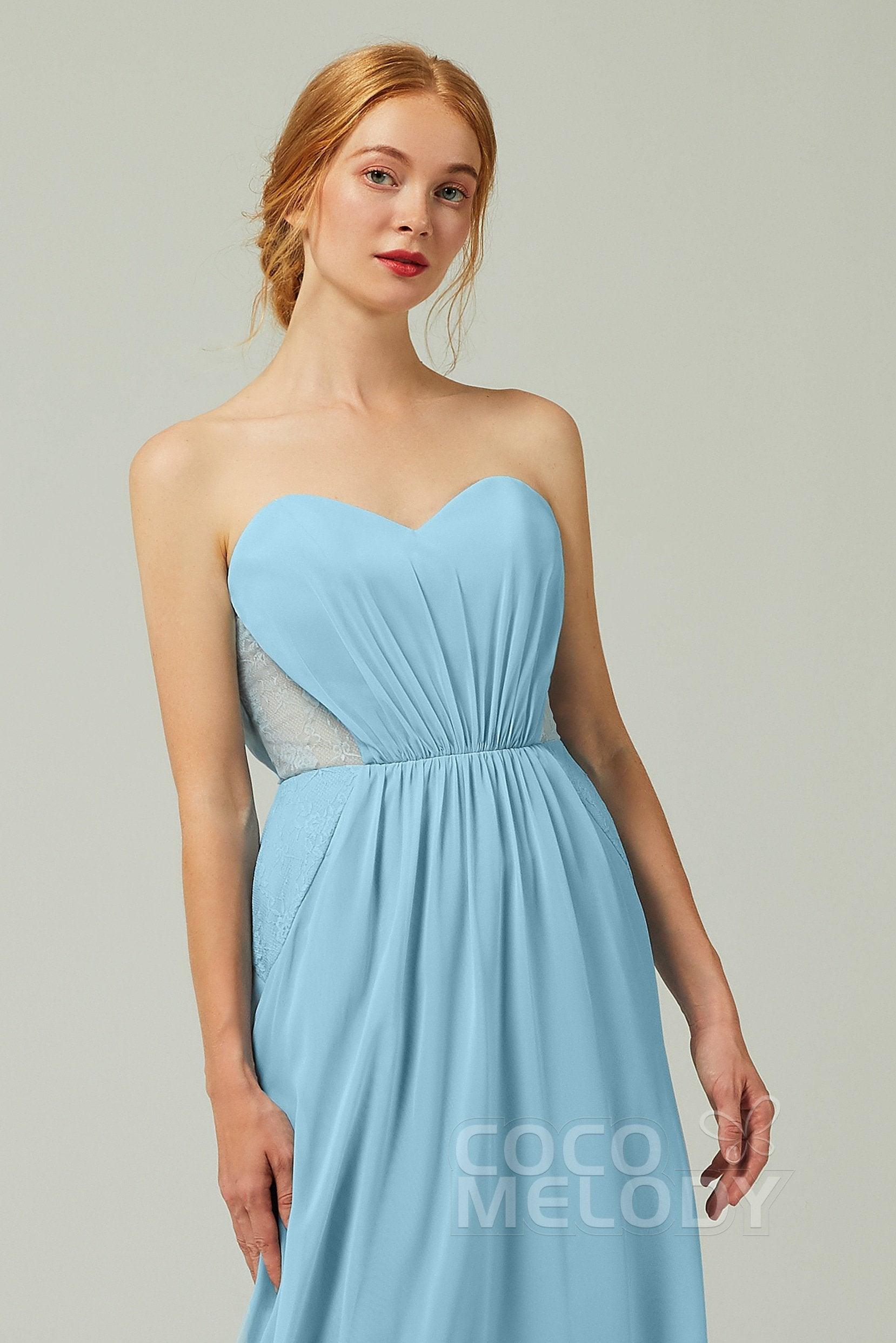 Sheath-Column Floor Length Chiffon Bridesmaid Dress CB0330 - COCOMELODY