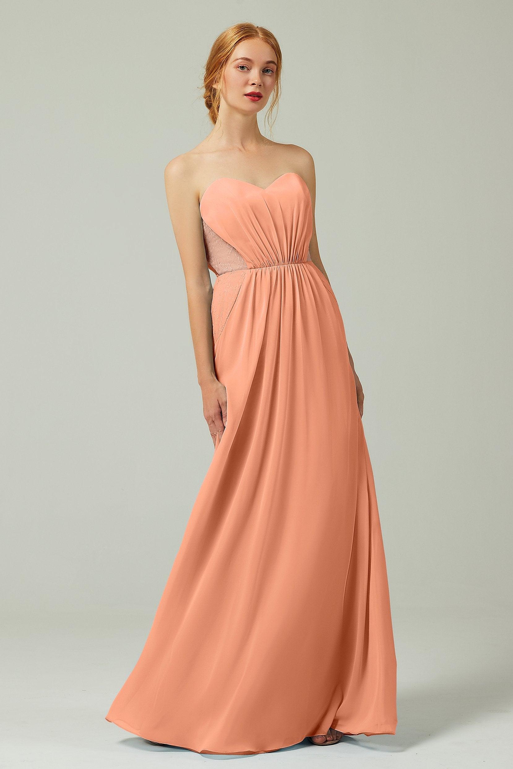 Sheath-Column Floor Length Chiffon Bridesmaid Dress CB0330 - COCOMELODY