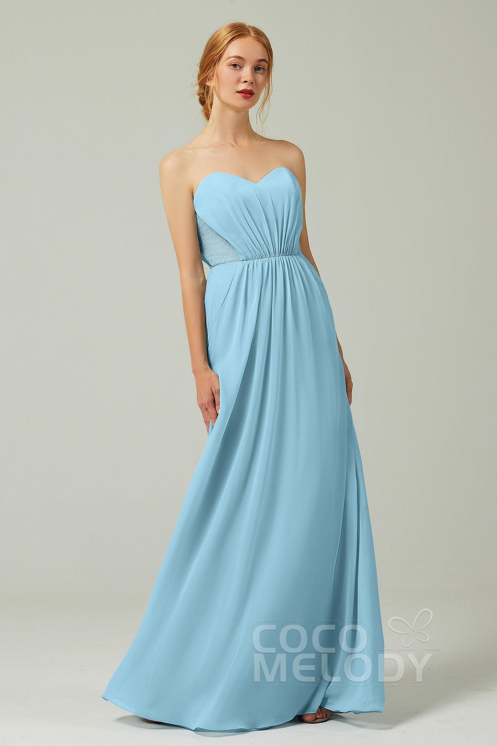 Sheath-Column Floor Length Chiffon Bridesmaid Dress CB0330 - COCOMELODY