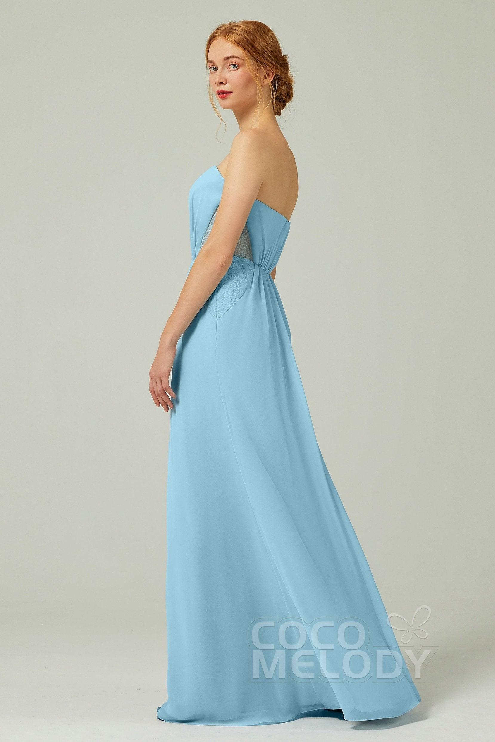 Sheath-Column Floor Length Chiffon Bridesmaid Dress CB0330 - COCOMELODY