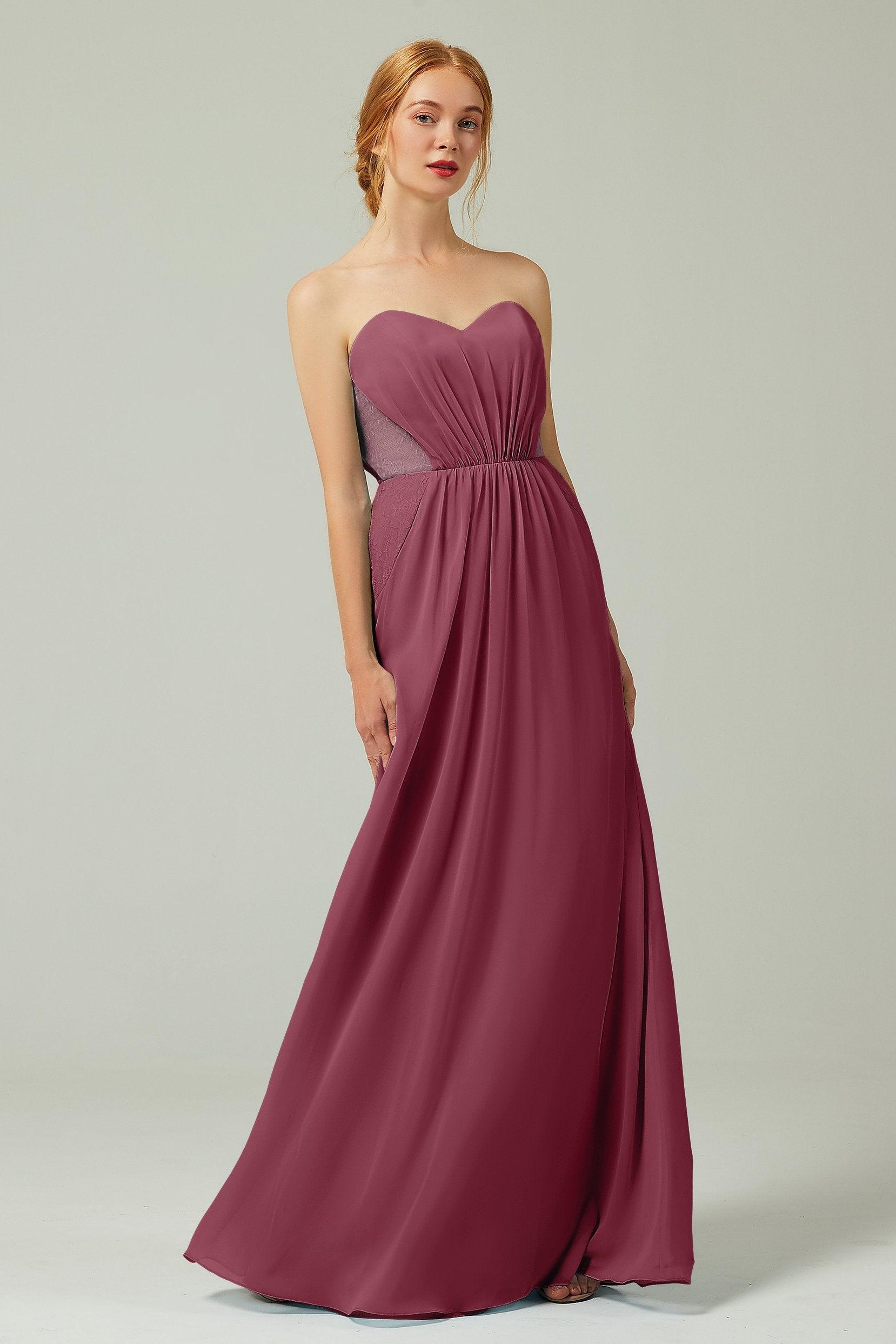 Sheath-Column Floor Length Chiffon Bridesmaid Dress CB0330 - COCOMELODY