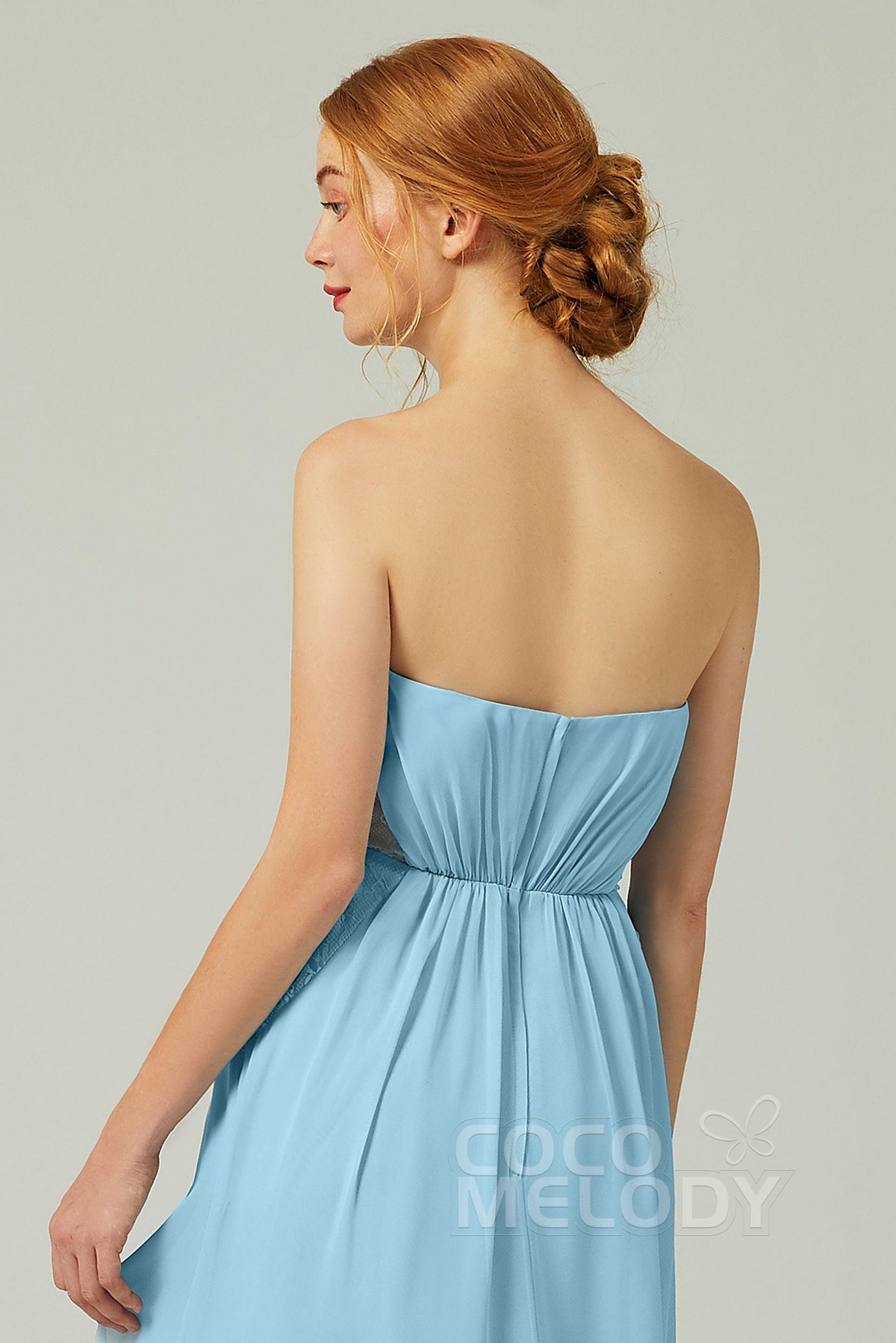 Sheath-Column Floor Length Chiffon Bridesmaid Dress CB0330 - COCOMELODY