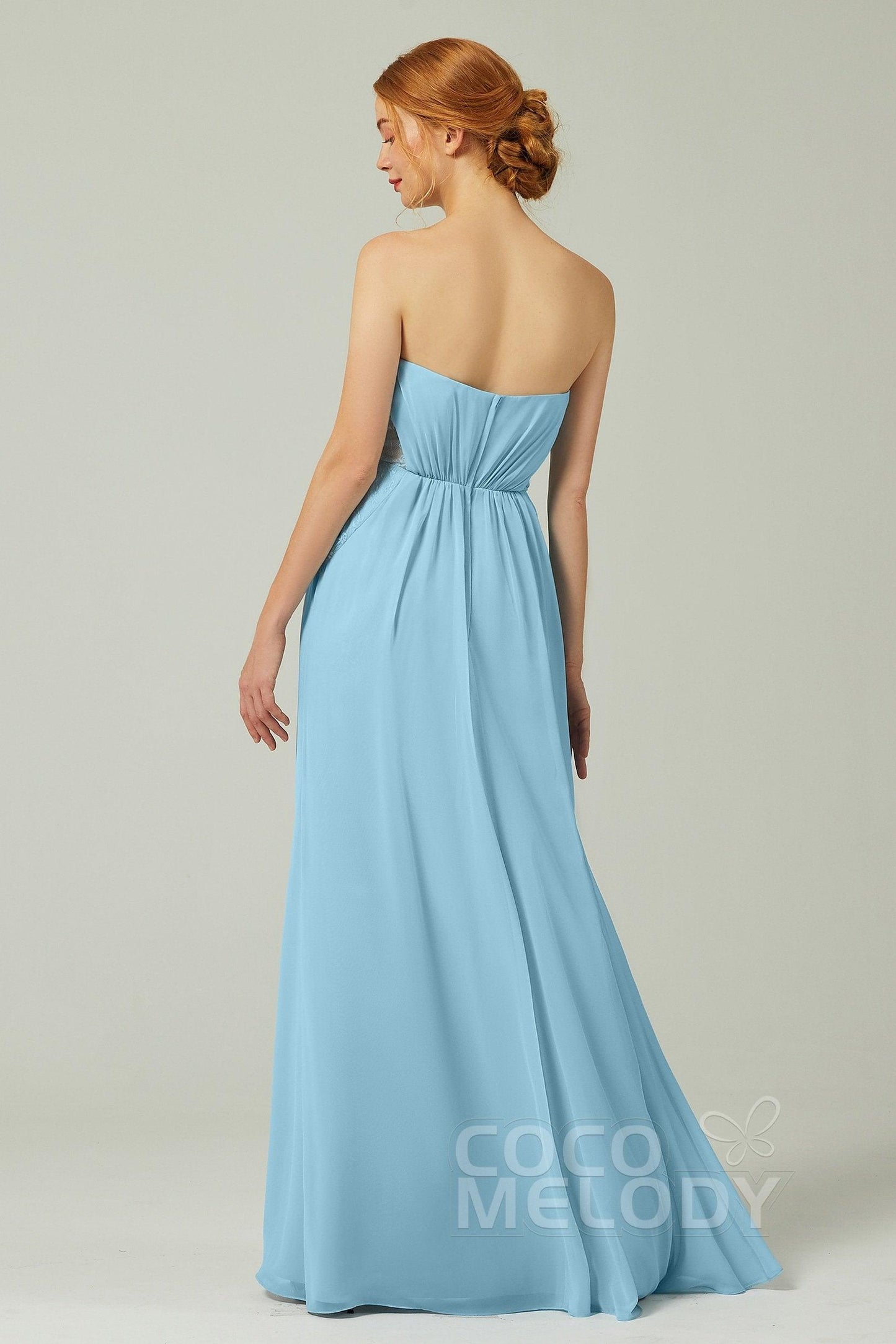 Sheath-Column Floor Length Chiffon Bridesmaid Dress CB0330 - COCOMELODY