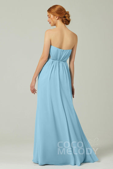 Sheath-Column Floor Length Chiffon Bridesmaid Dress CB0330 - COCOMELODY