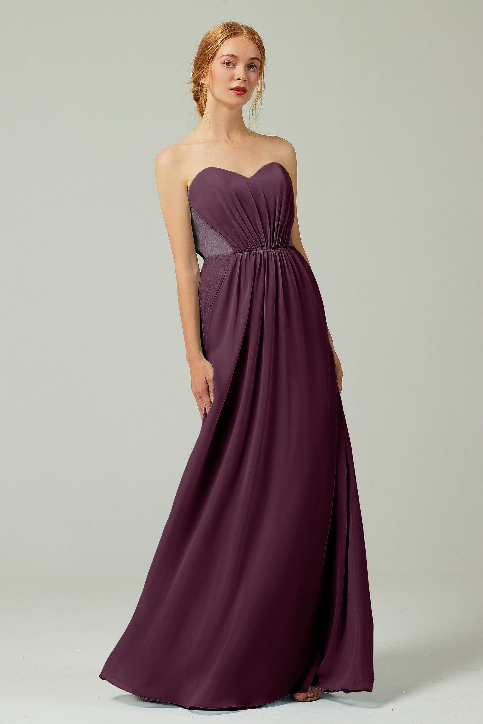 Sheath-Column Floor Length Chiffon Bridesmaid Dress CB0330 - COCOMELODY