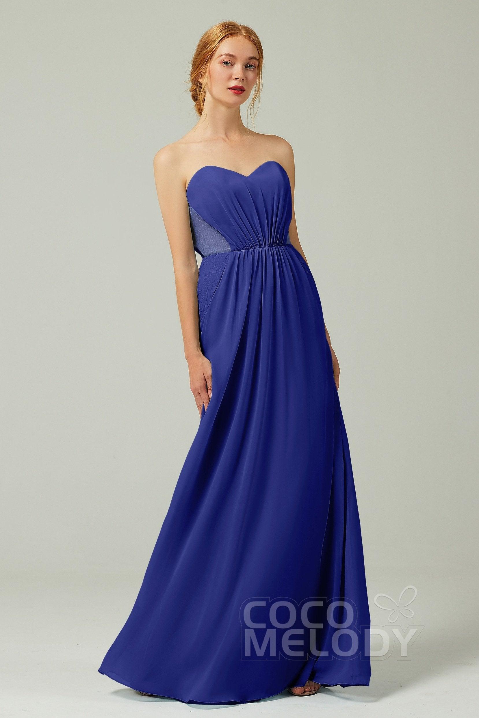 Sheath-Column Floor Length Chiffon Bridesmaid Dress CB0330 - COCOMELODY