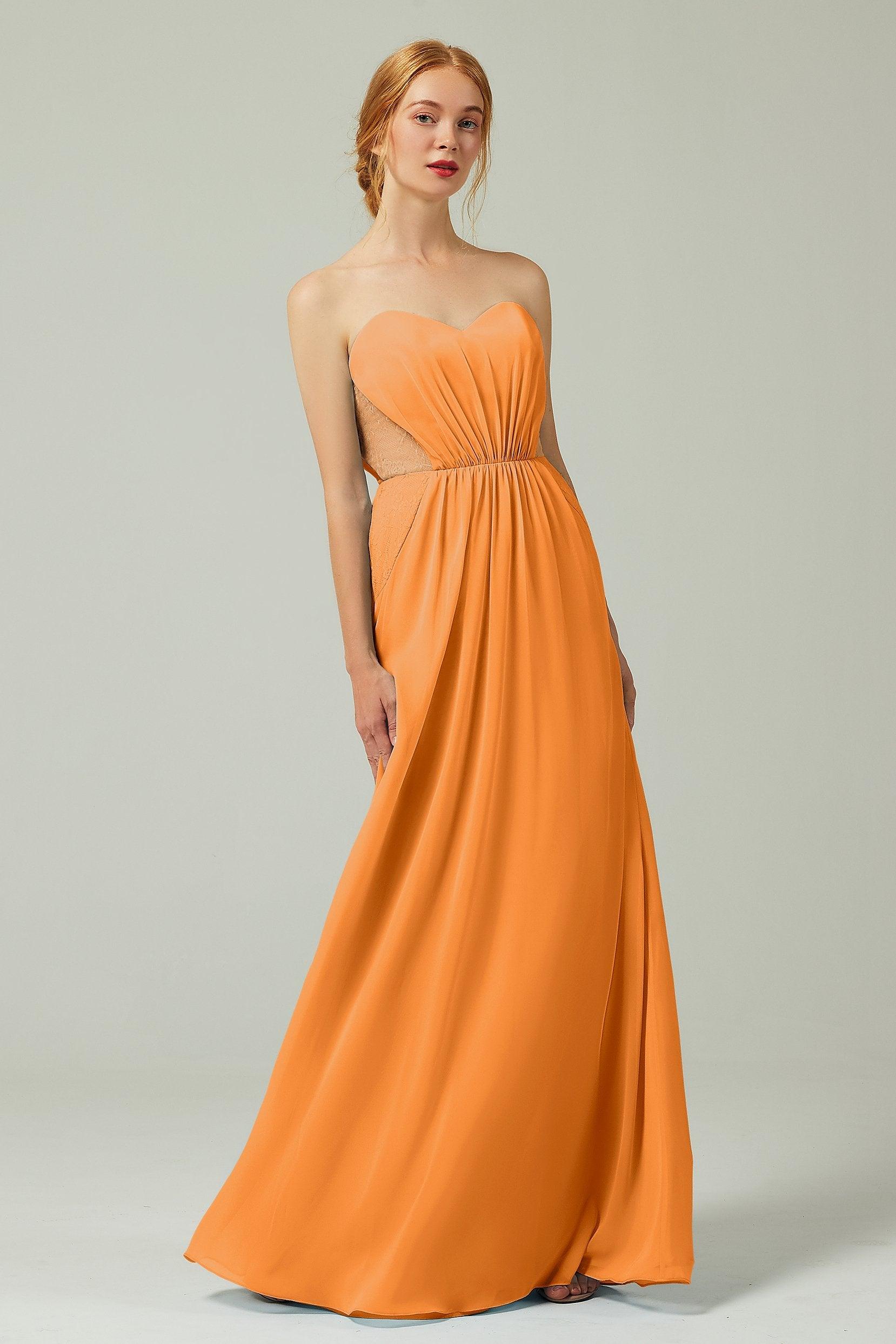 Sheath-Column Floor Length Chiffon Bridesmaid Dress CB0330 - COCOMELODY
