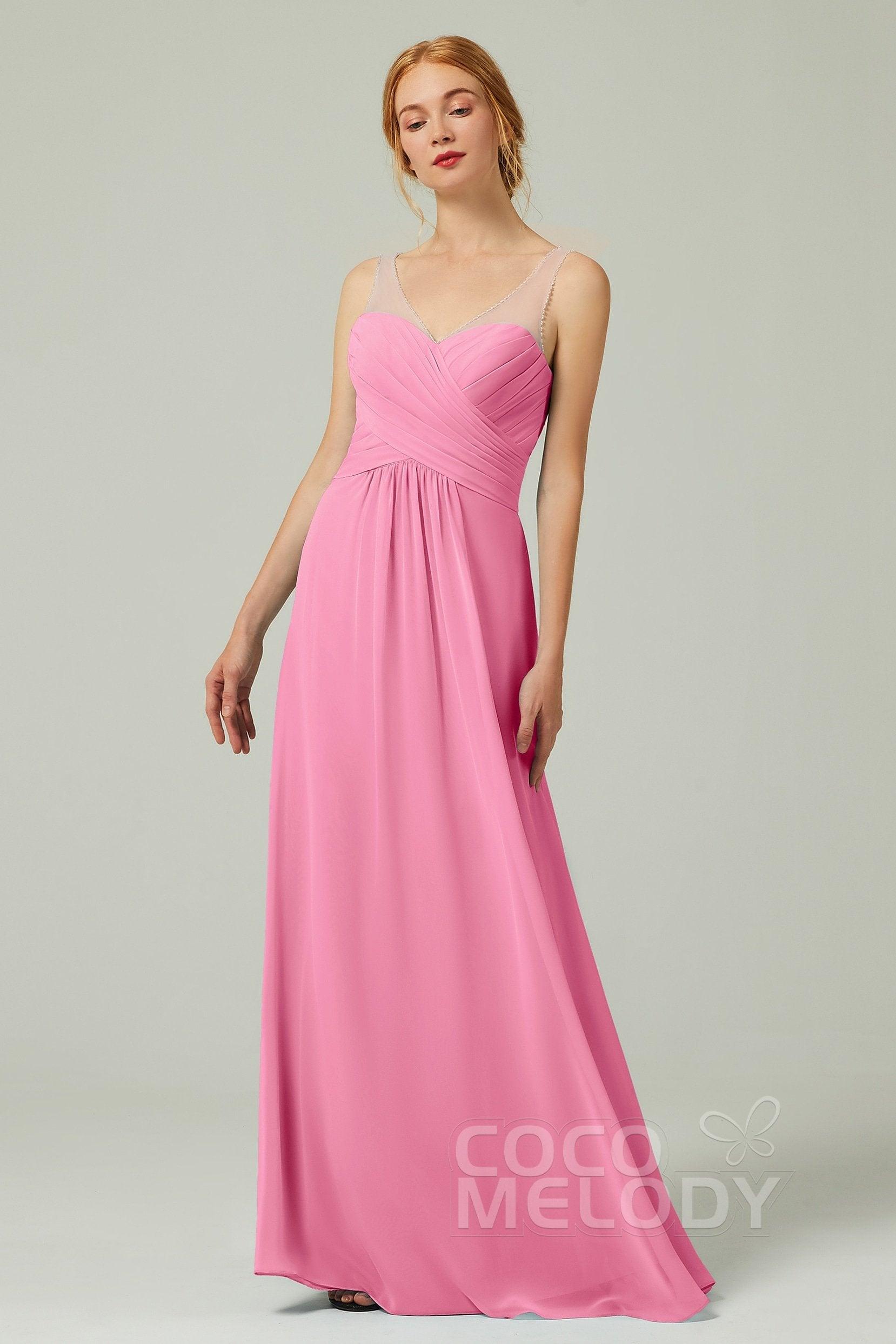 A-Line Floor Length Chiffon Bridesmaid Dress CB0331 - COCOMELODY