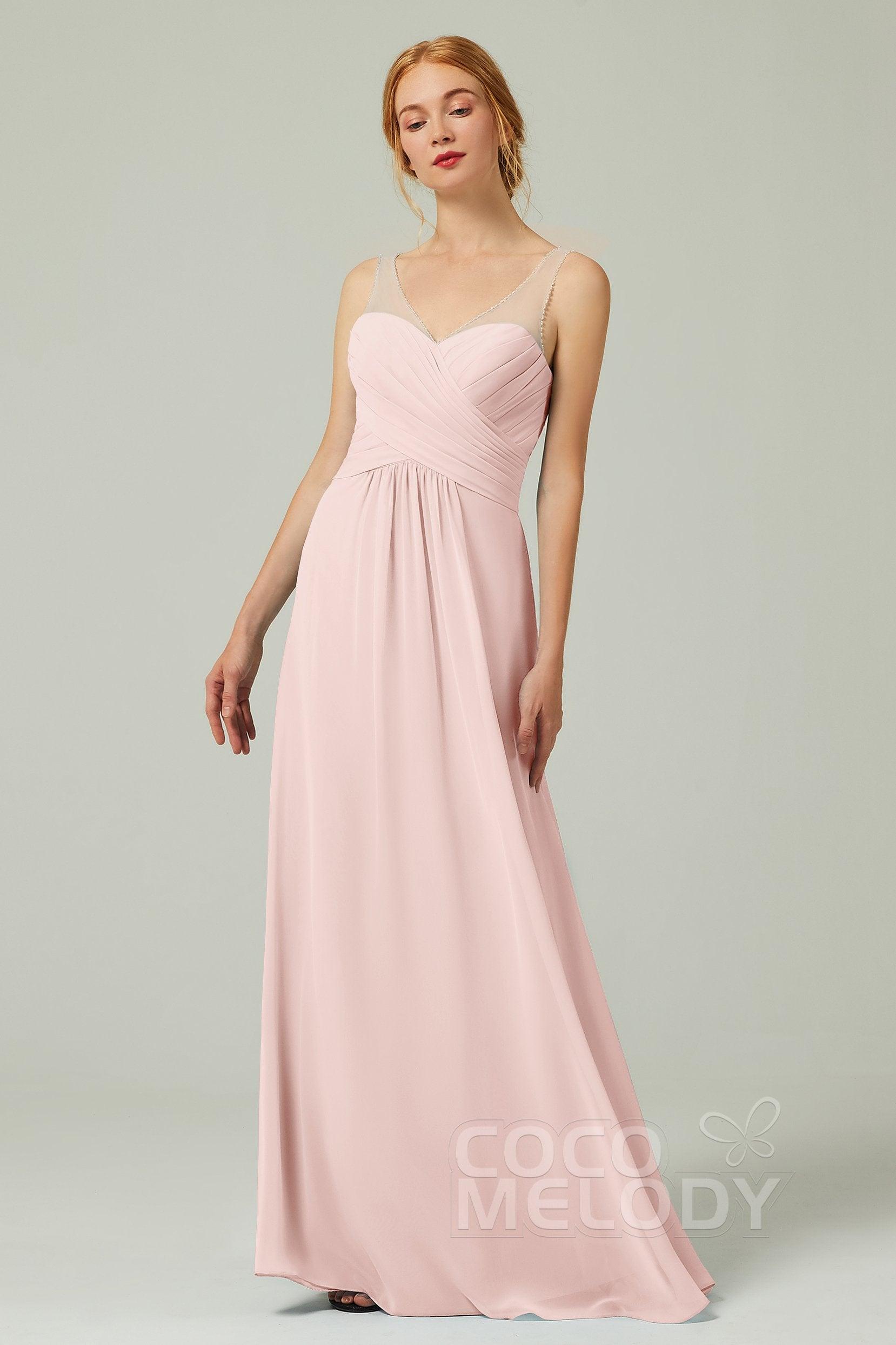 A-Line Floor Length Chiffon Bridesmaid Dress CB0331 - COCOMELODY