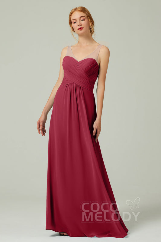A-Line Floor Length Chiffon Bridesmaid Dress CB0331