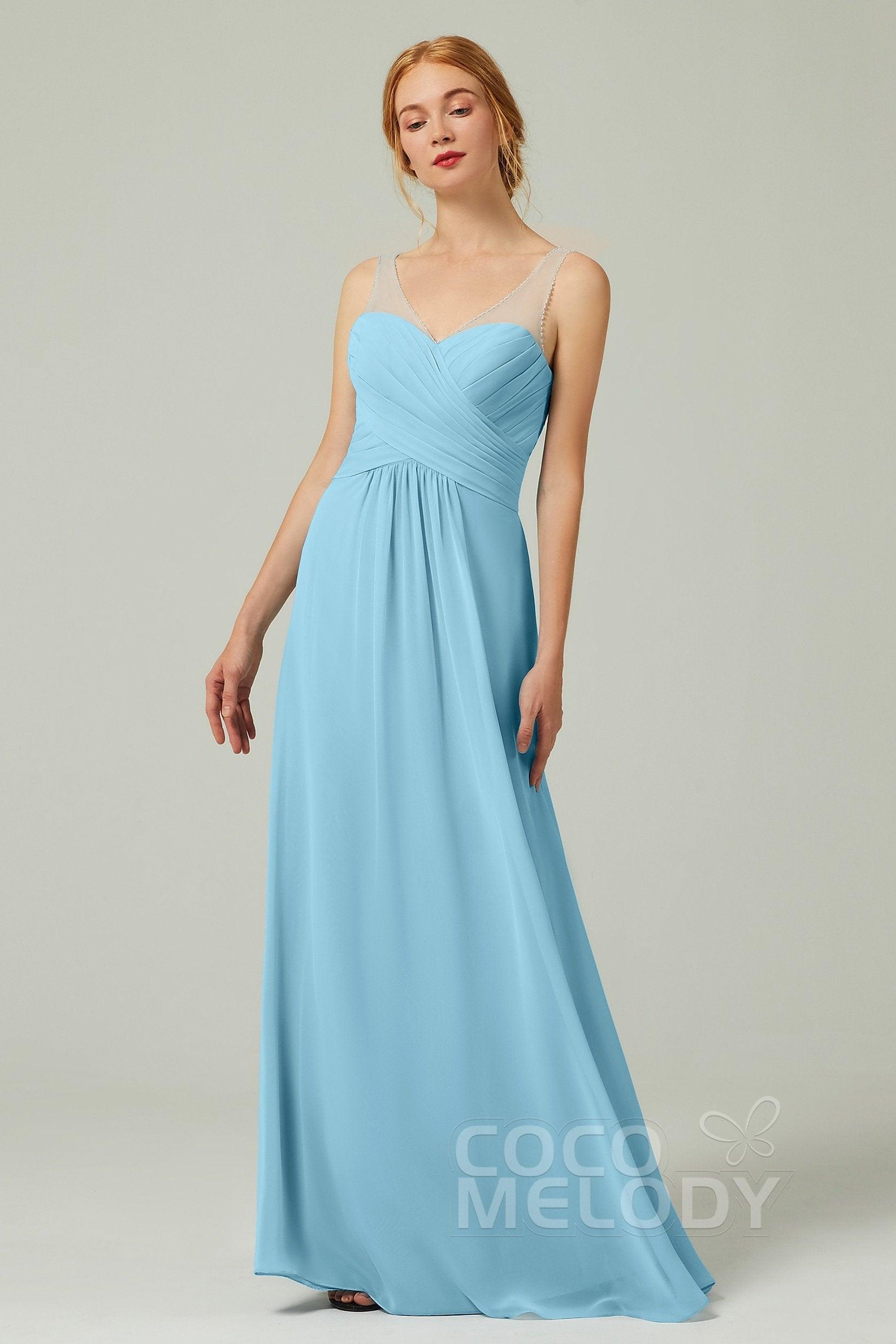A-Line Floor Length Chiffon Bridesmaid Dress CB0331 - COCOMELODY