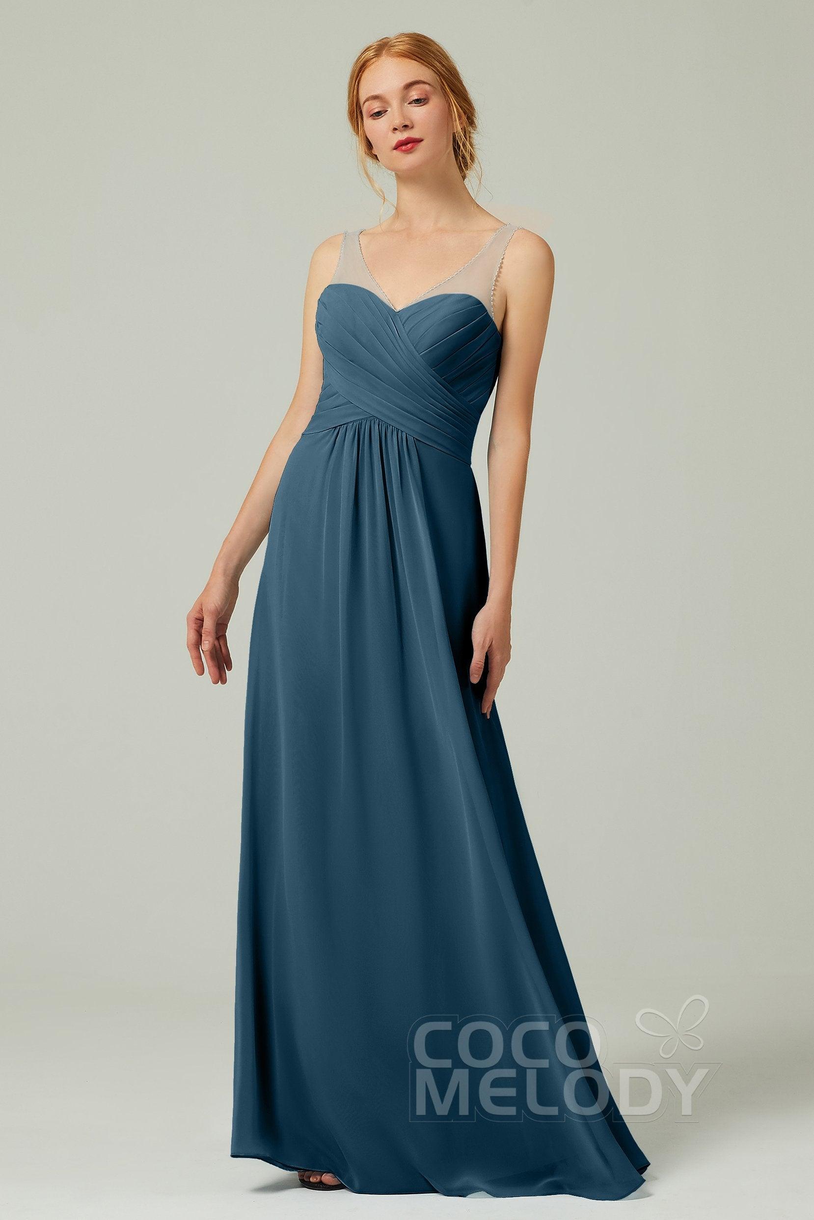 A-Line Floor Length Chiffon Bridesmaid Dress CB0331 - COCOMELODY