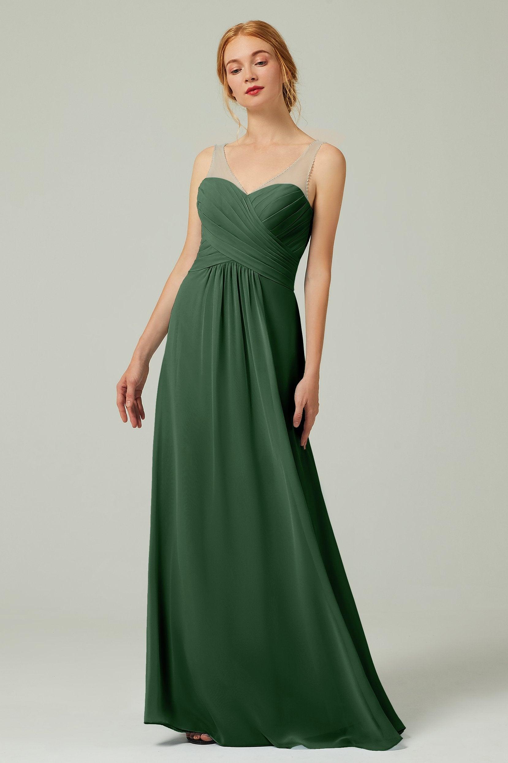A-Line Floor Length Chiffon Bridesmaid Dress CB0331 - COCOMELODY