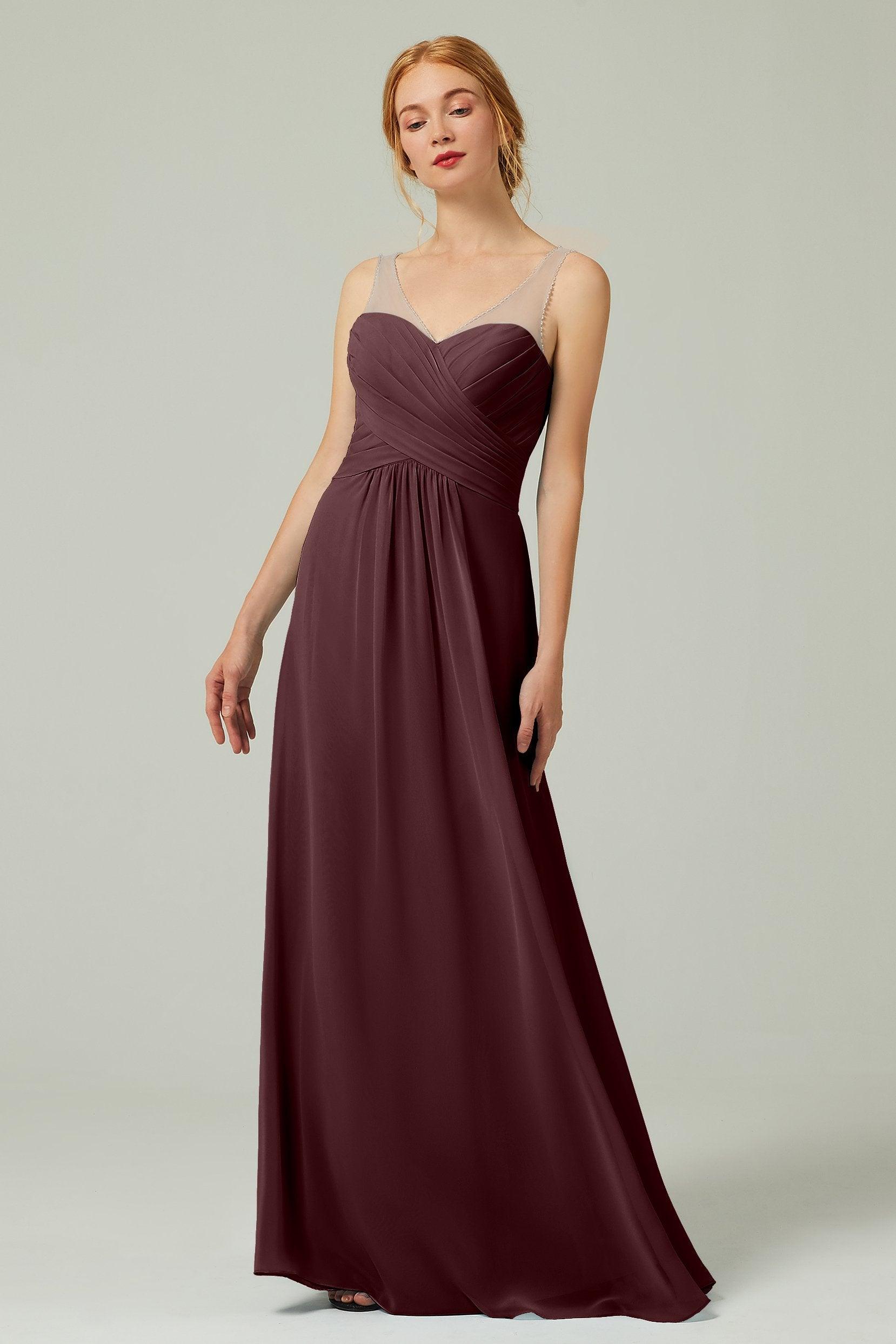 A-Line Floor Length Chiffon Bridesmaid Dress CB0331 - COCOMELODY