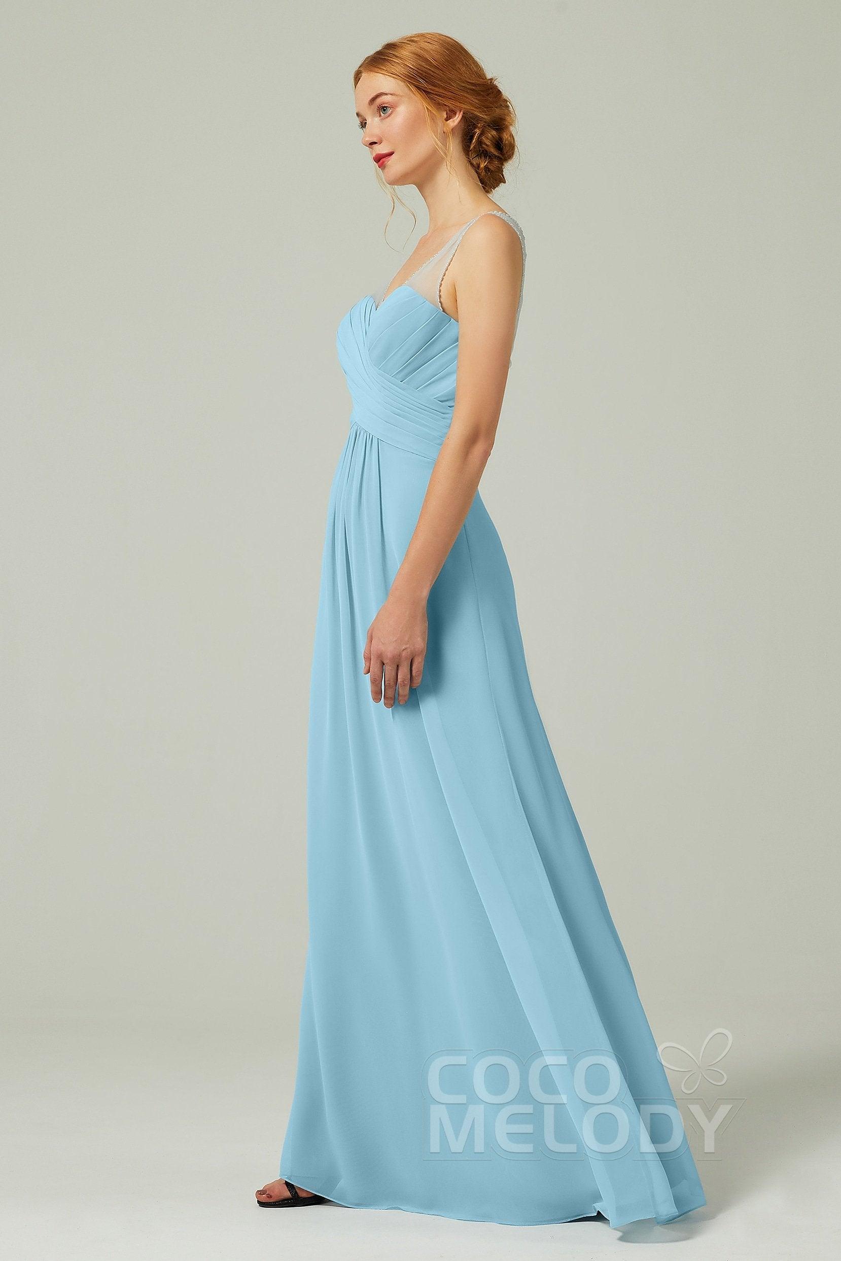 A-Line Floor Length Chiffon Bridesmaid Dress CB0331 - COCOMELODY