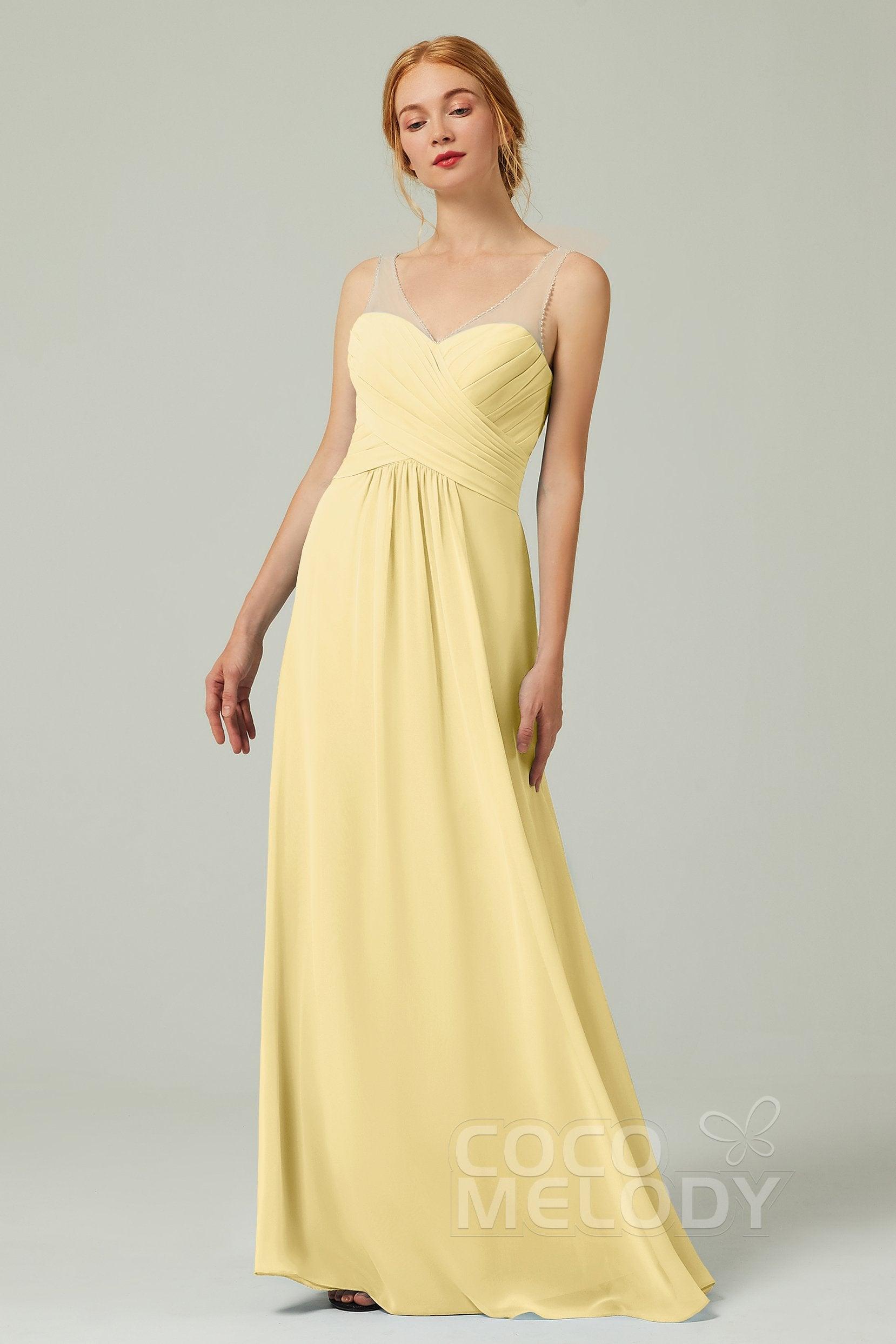 A-Line Floor Length Chiffon Bridesmaid Dress CB0331 - COCOMELODY