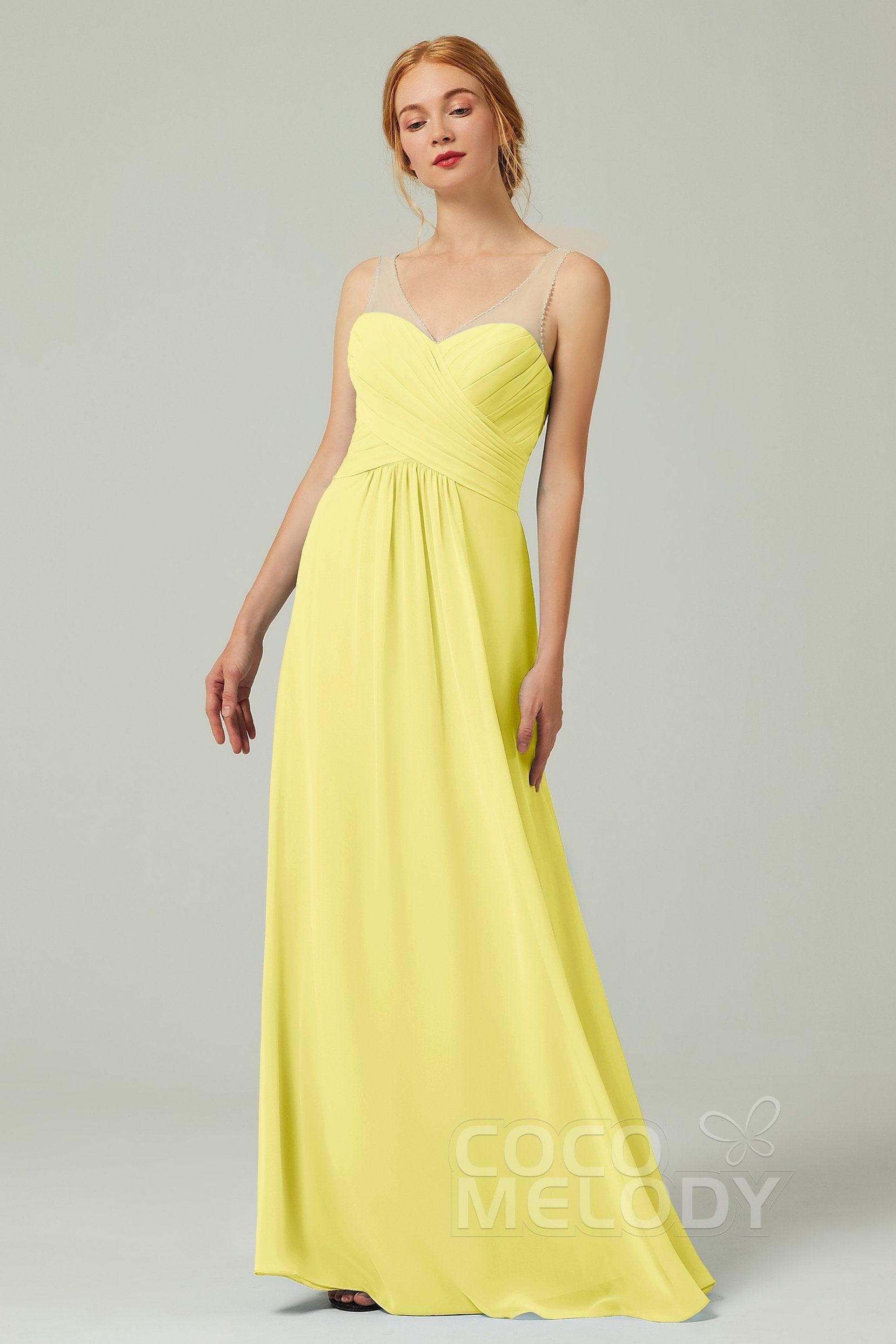 A-Line Floor Length Chiffon Bridesmaid Dress CB0331 - COCOMELODY