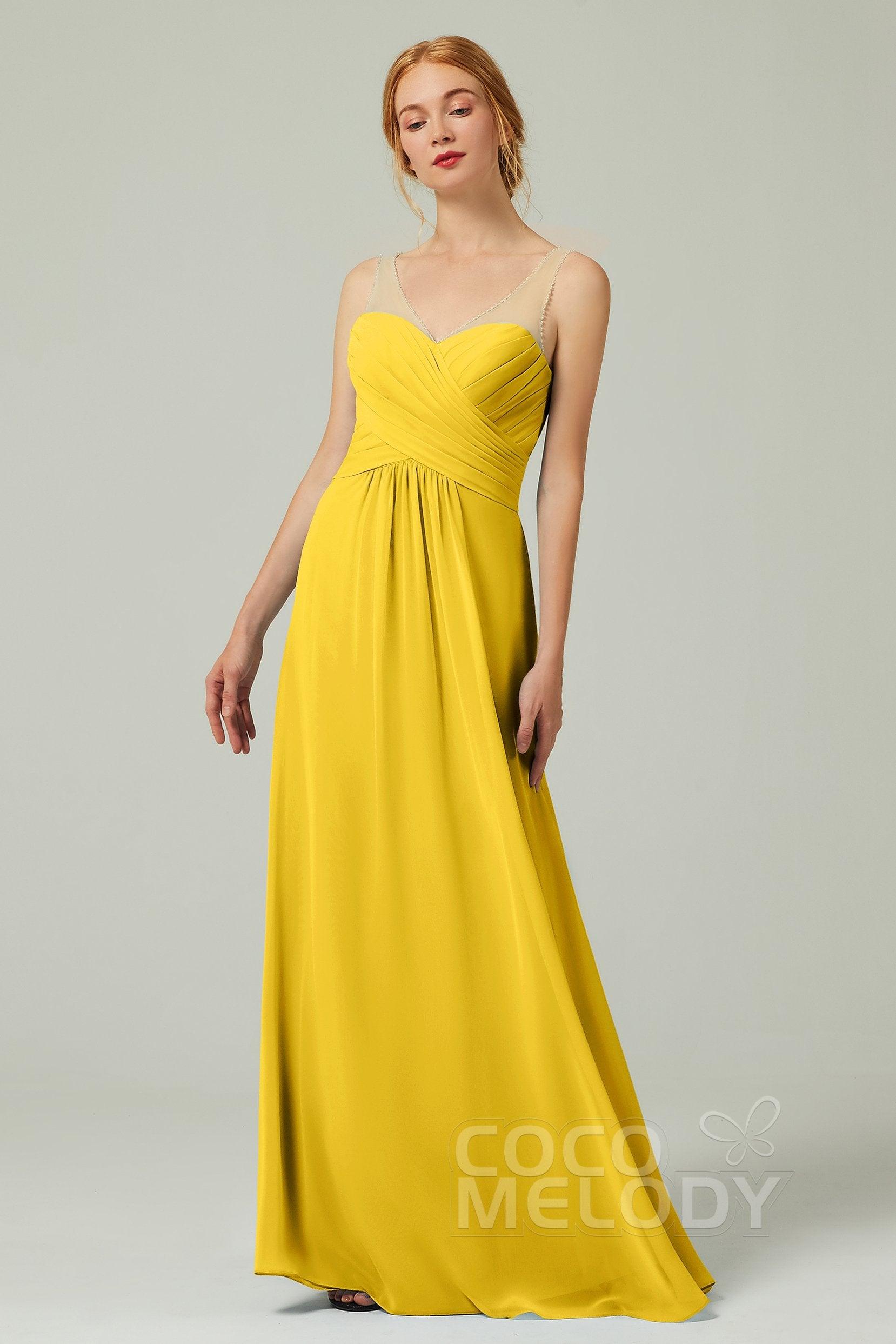 A-Line Floor Length Chiffon Bridesmaid Dress CB0331 - COCOMELODY