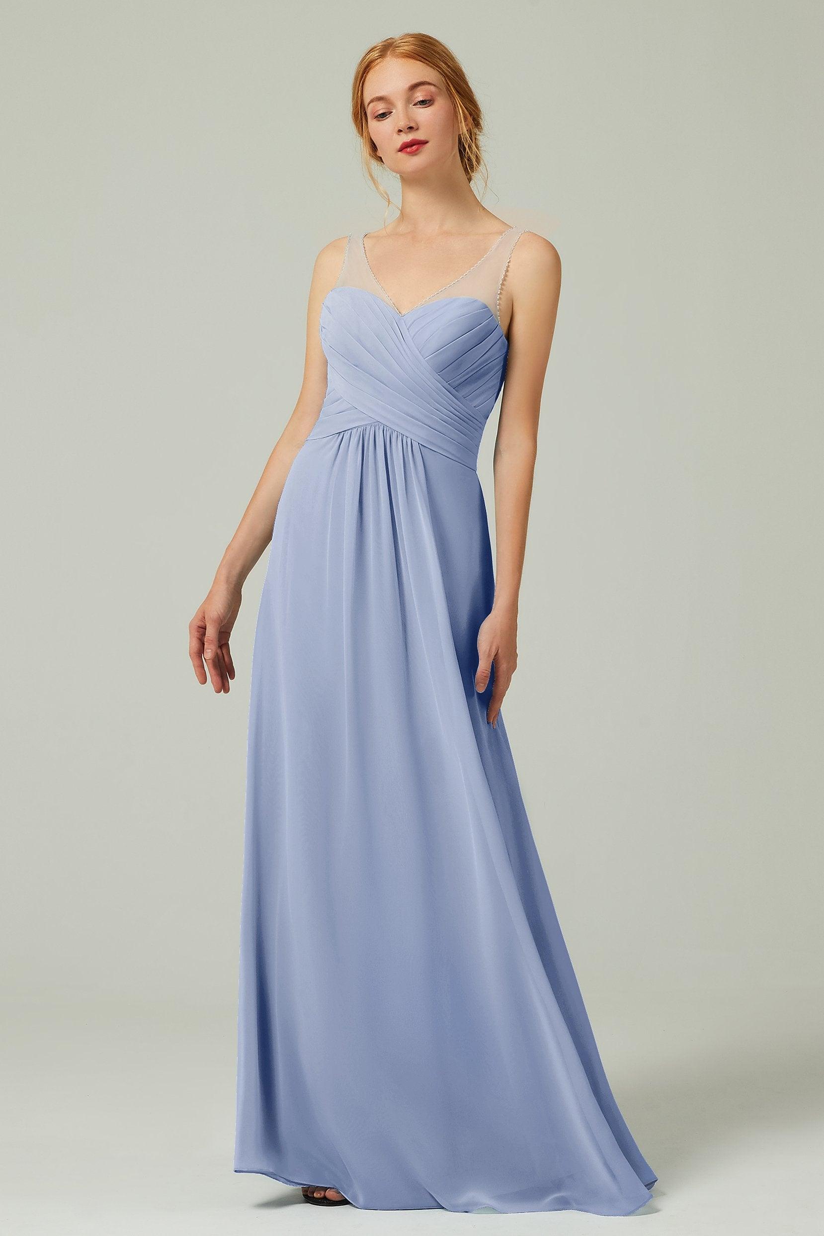 A-Line Floor Length Chiffon Bridesmaid Dress CB0331 - COCOMELODY