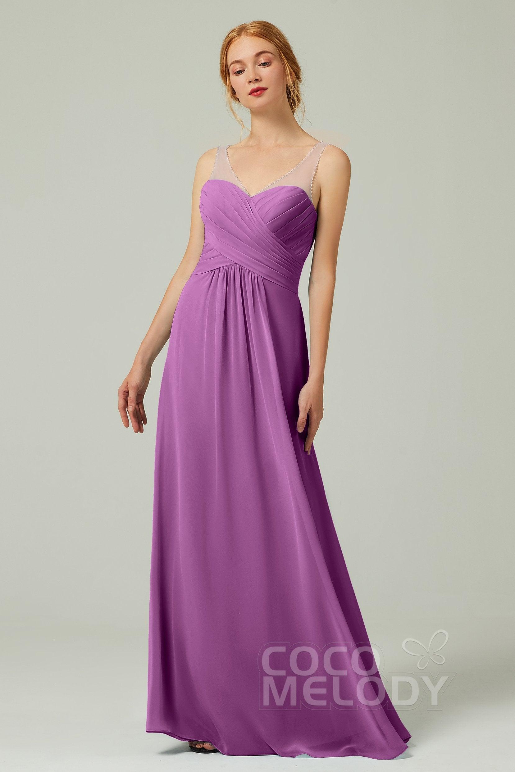 A-Line Floor Length Chiffon Bridesmaid Dress CB0331 - COCOMELODY