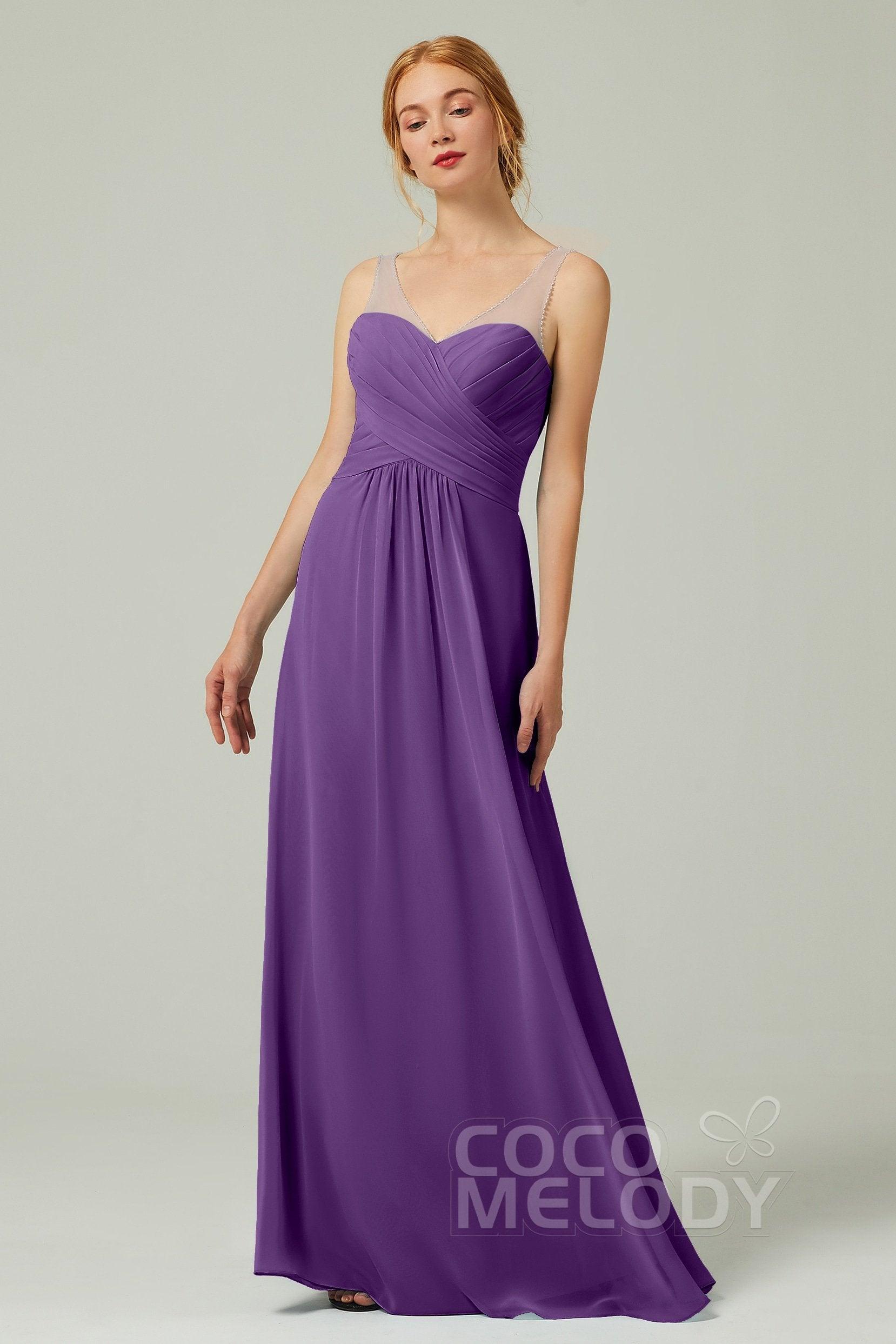 A-Line Floor Length Chiffon Bridesmaid Dress CB0331 - COCOMELODY