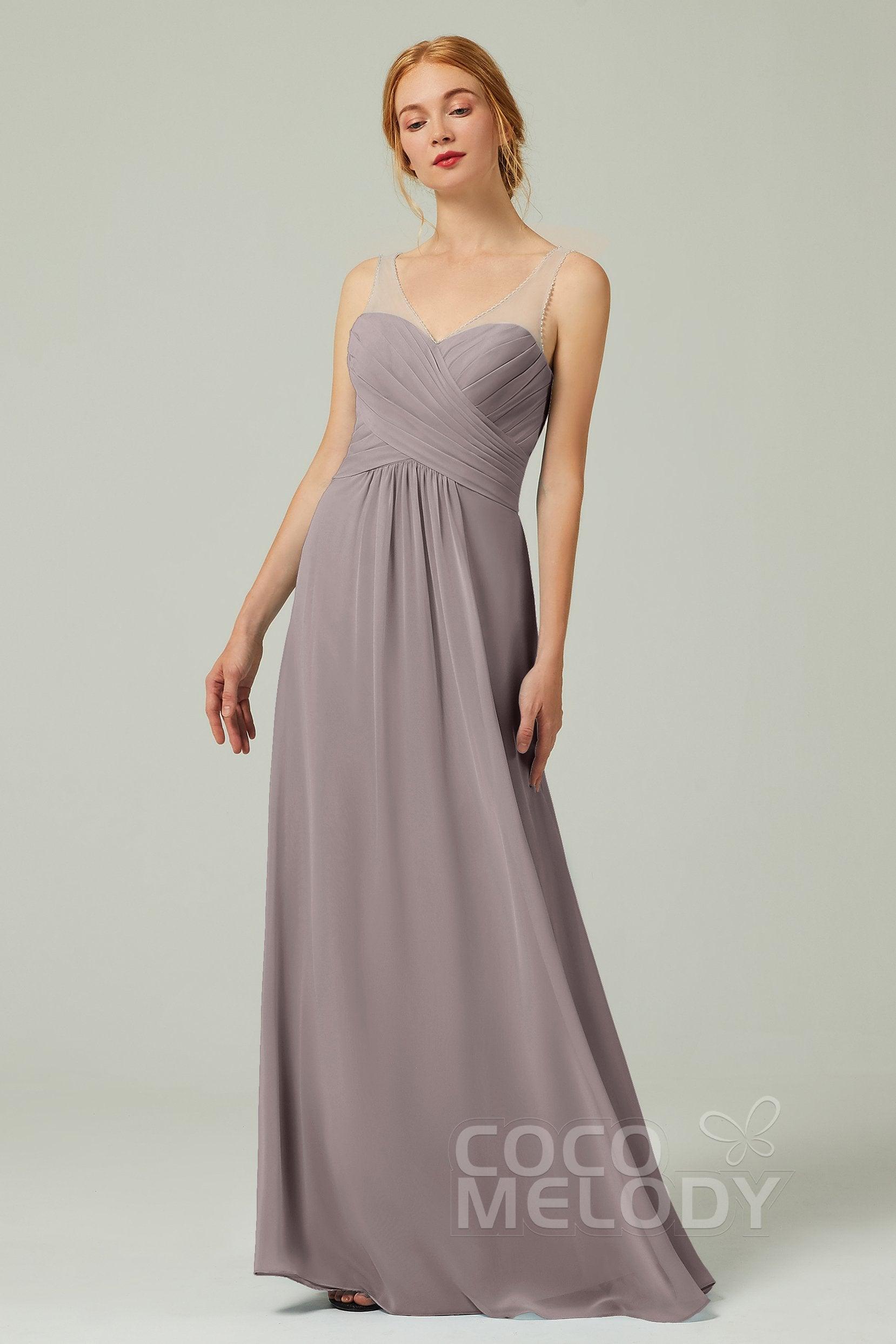 A-Line Floor Length Chiffon Bridesmaid Dress CB0331 - COCOMELODY