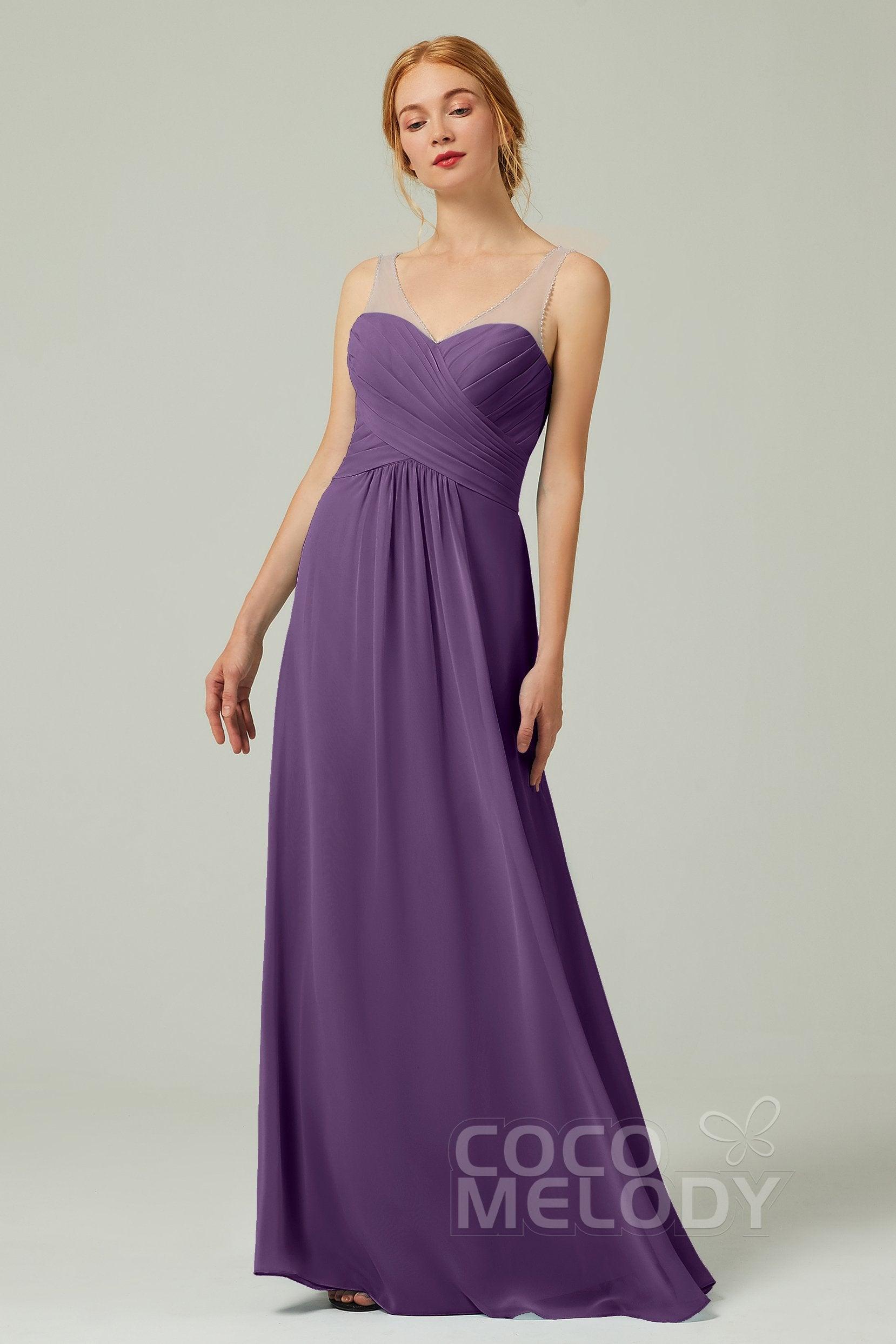 A-Line Floor Length Chiffon Bridesmaid Dress CB0331 - COCOMELODY
