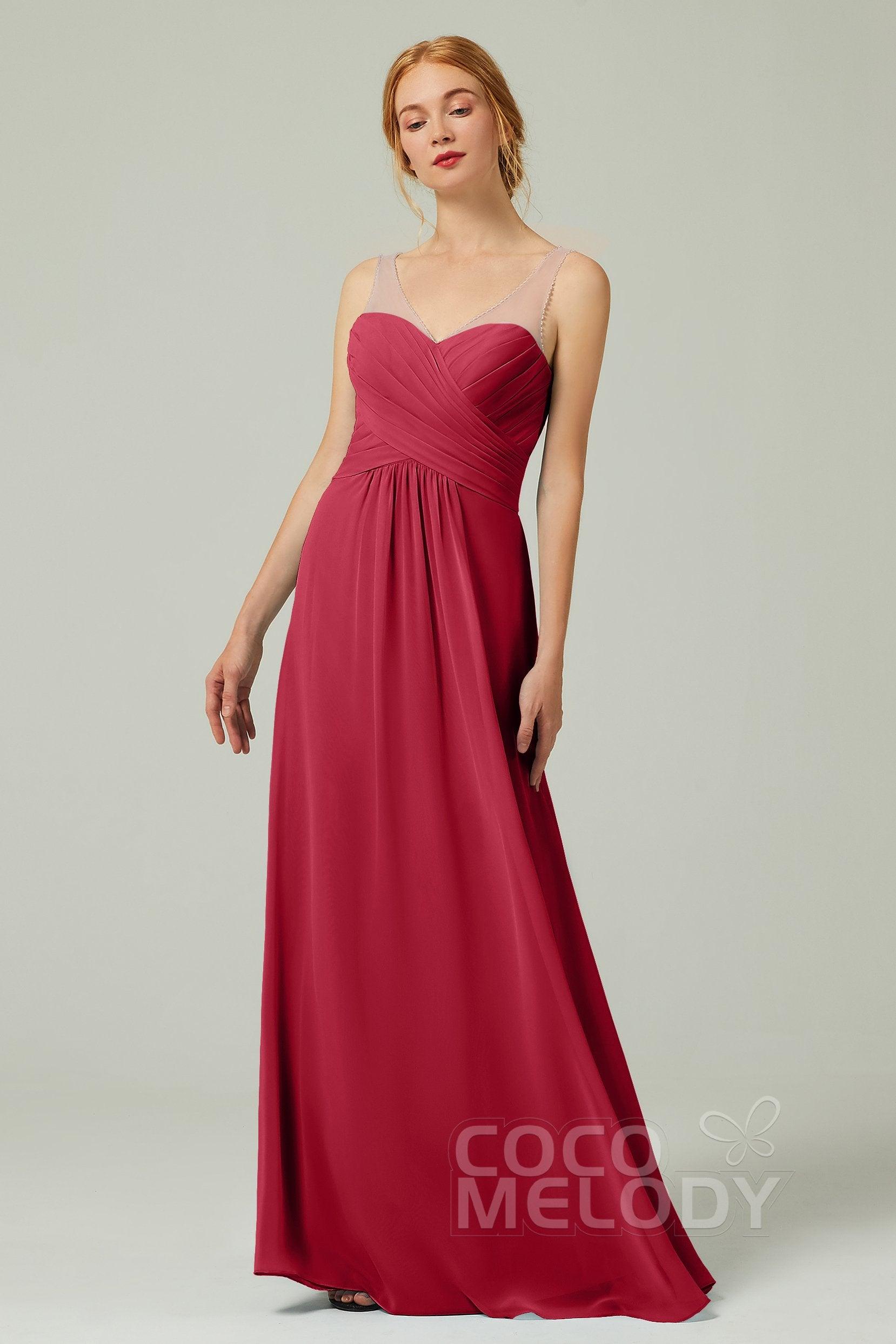 A-Line Floor Length Chiffon Bridesmaid Dress CB0331 - COCOMELODY