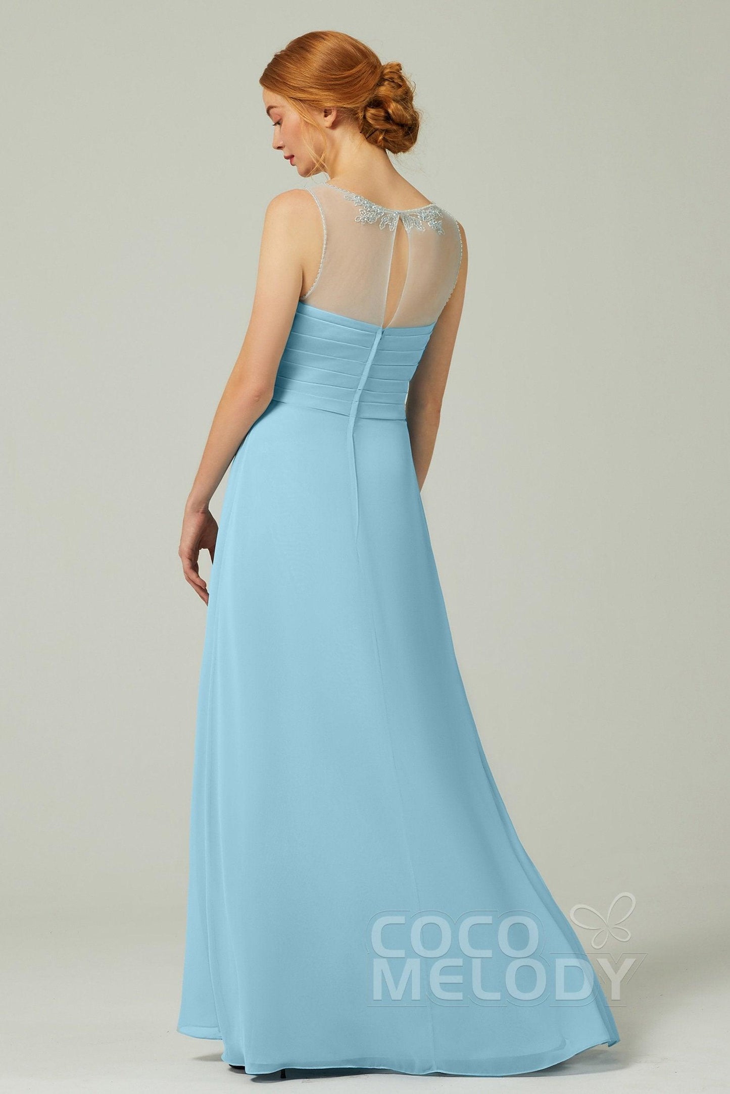 A-Line Floor Length Chiffon Bridesmaid Dress CB0331 - COCOMELODY