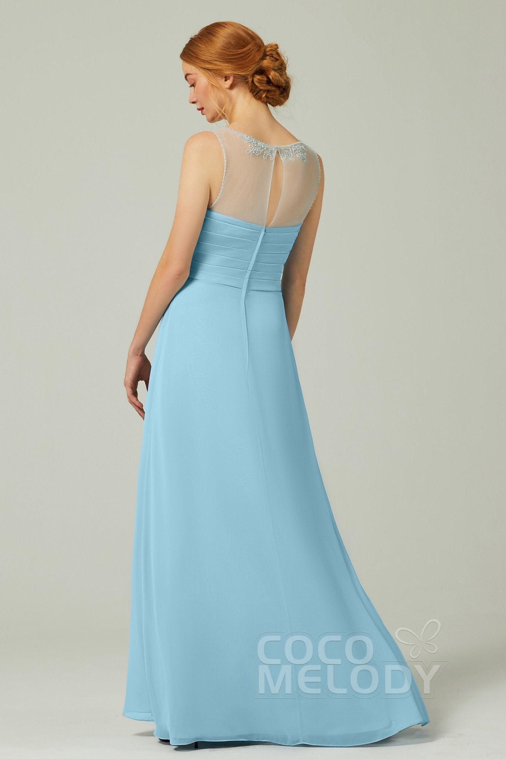 A-Line Floor Length Chiffon Bridesmaid Dress CB0331 - COCOMELODY